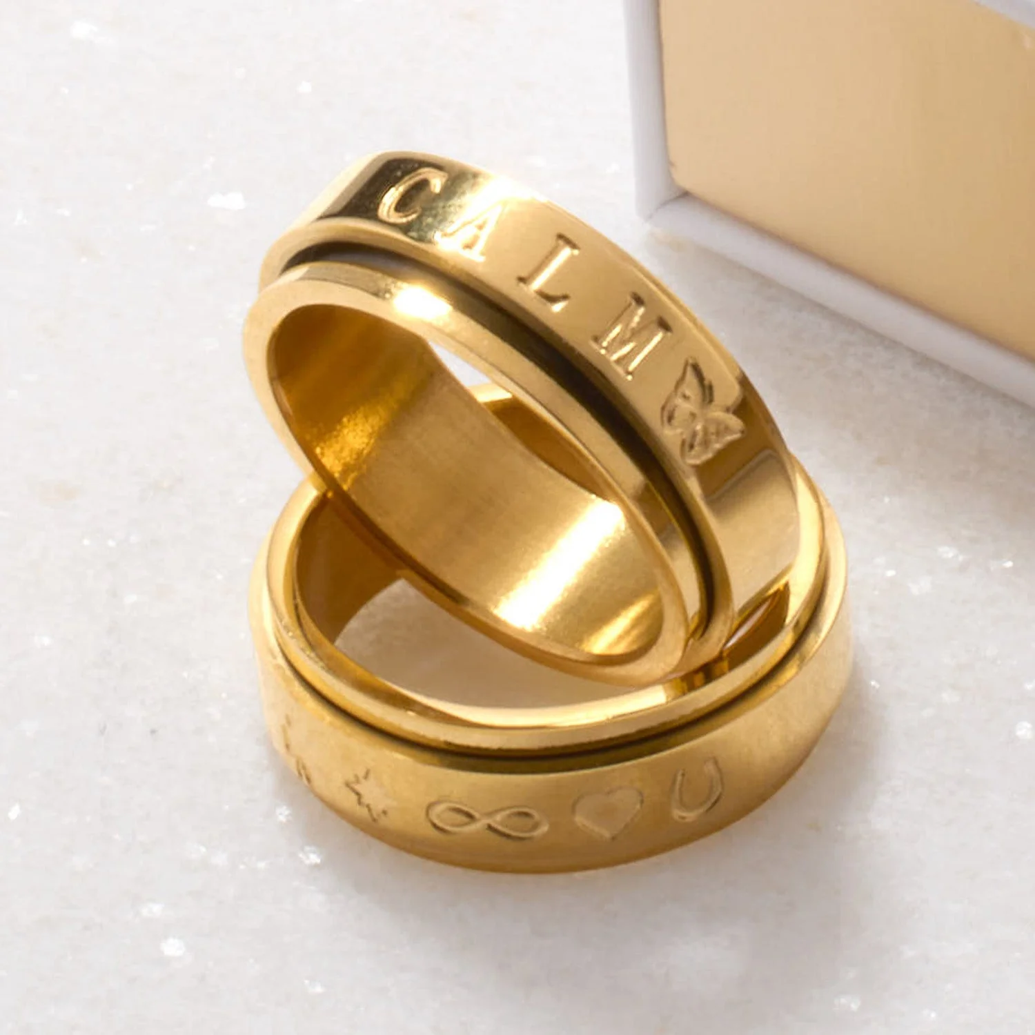 Custom Stamped Name Fidget Ring (Gold) - Image 5