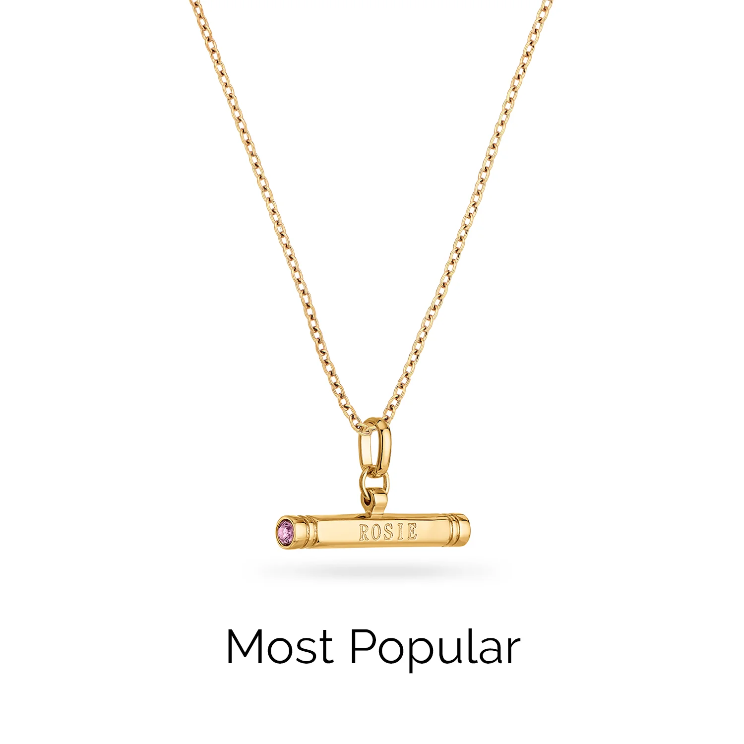 Custom Stamped T-Bar Necklace (Gold) - Image 8