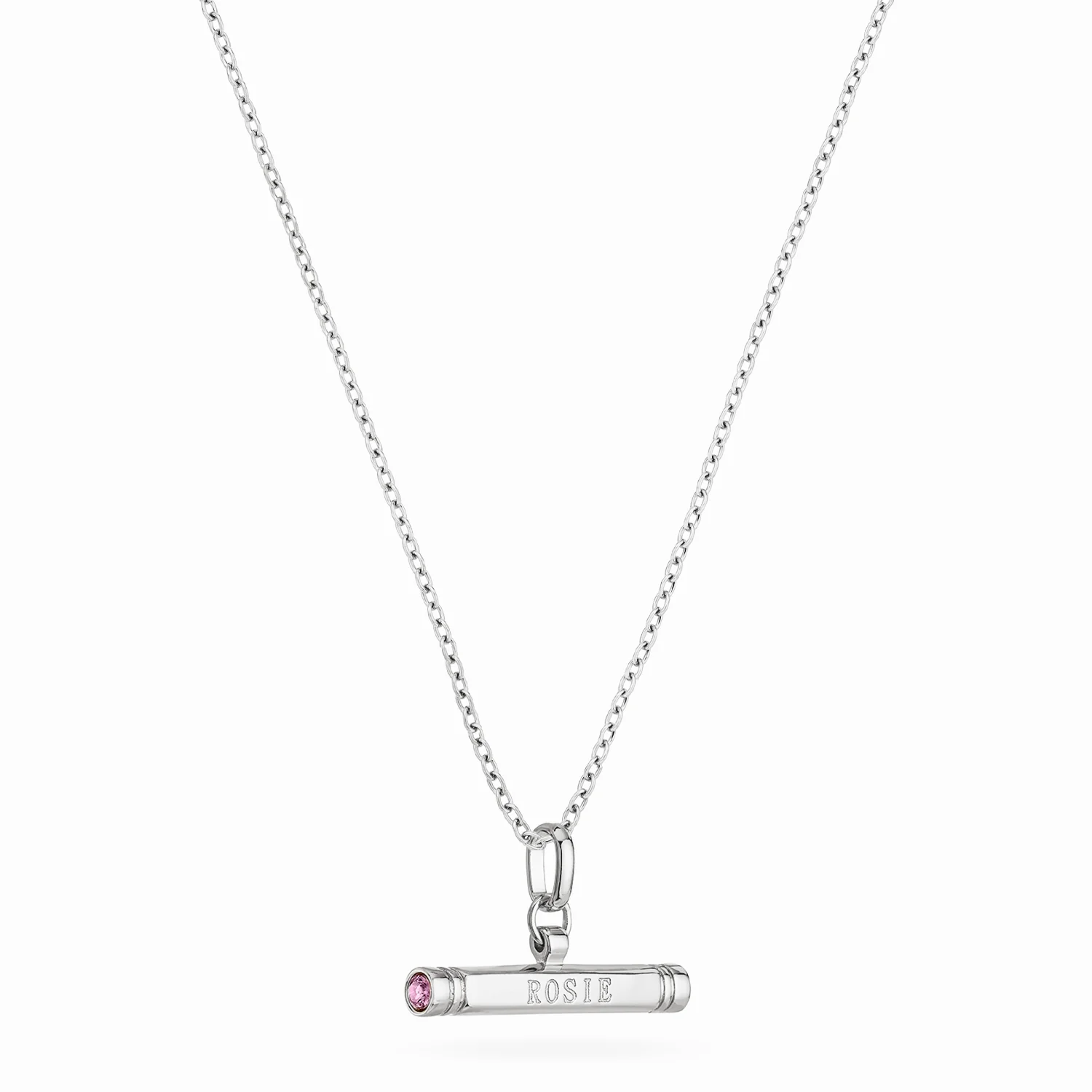 Custom Stamped T-Bar Necklace (Silver) - Image 15