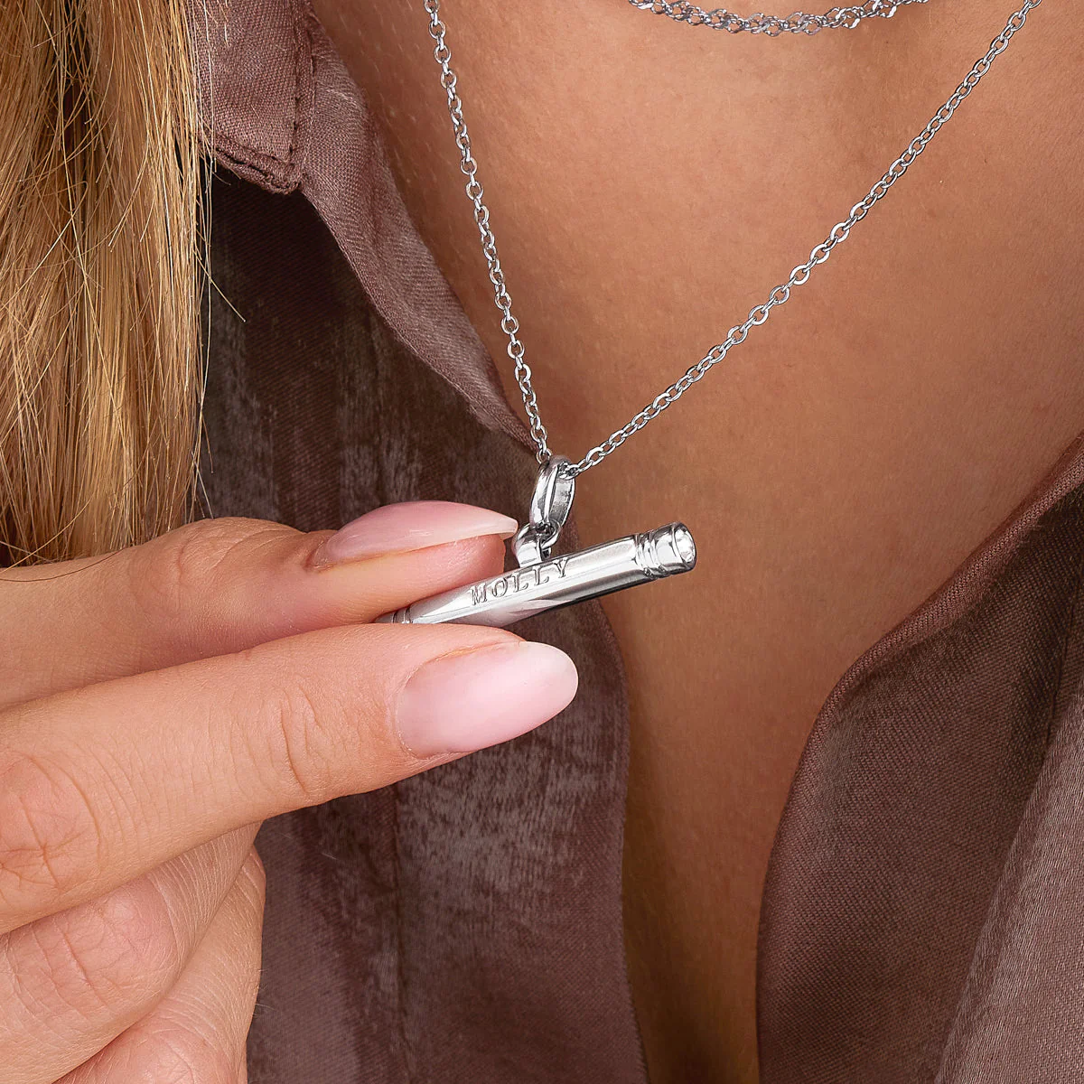 Custom Stamped T-Bar Necklace (Silver) - Image 4