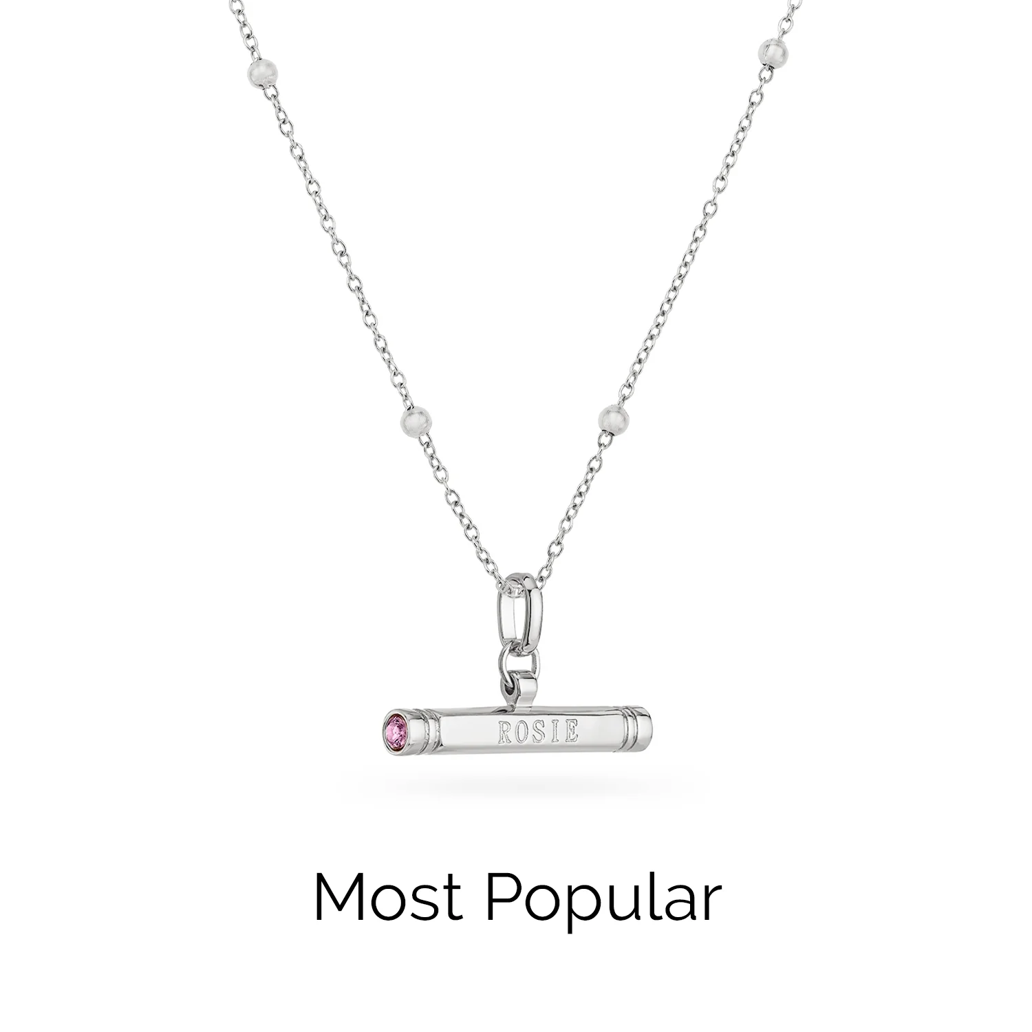 Custom Stamped T-Bar Necklace (Silver) - Image 8