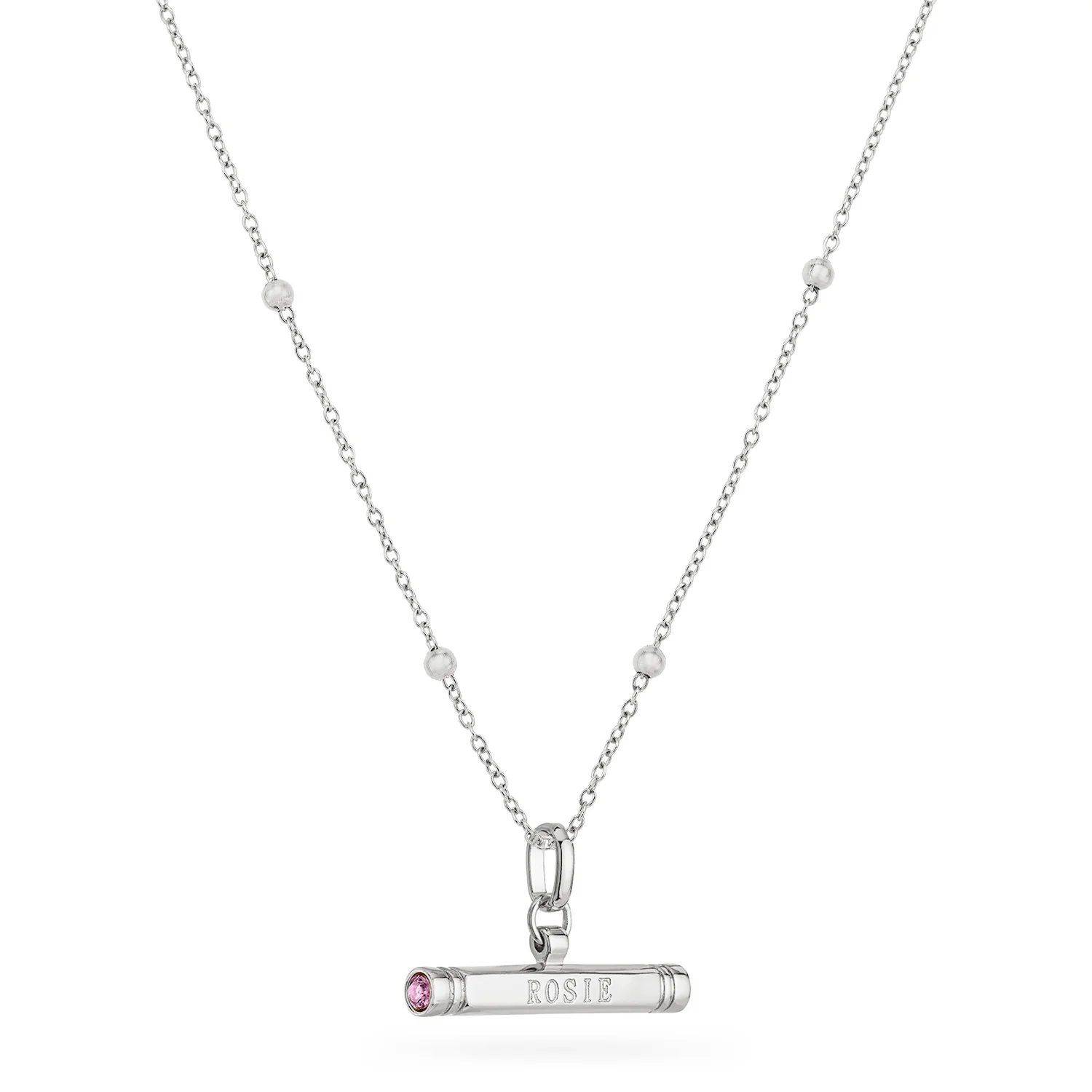 Custom Stamped T-Bar Necklace (Silver) - Image 9