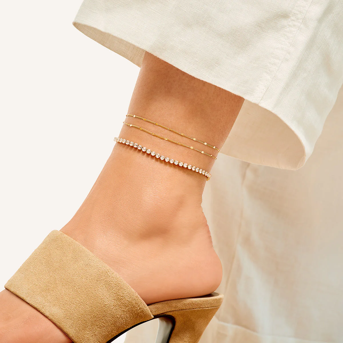 Double Chain Anklet (Gold) - Image 3