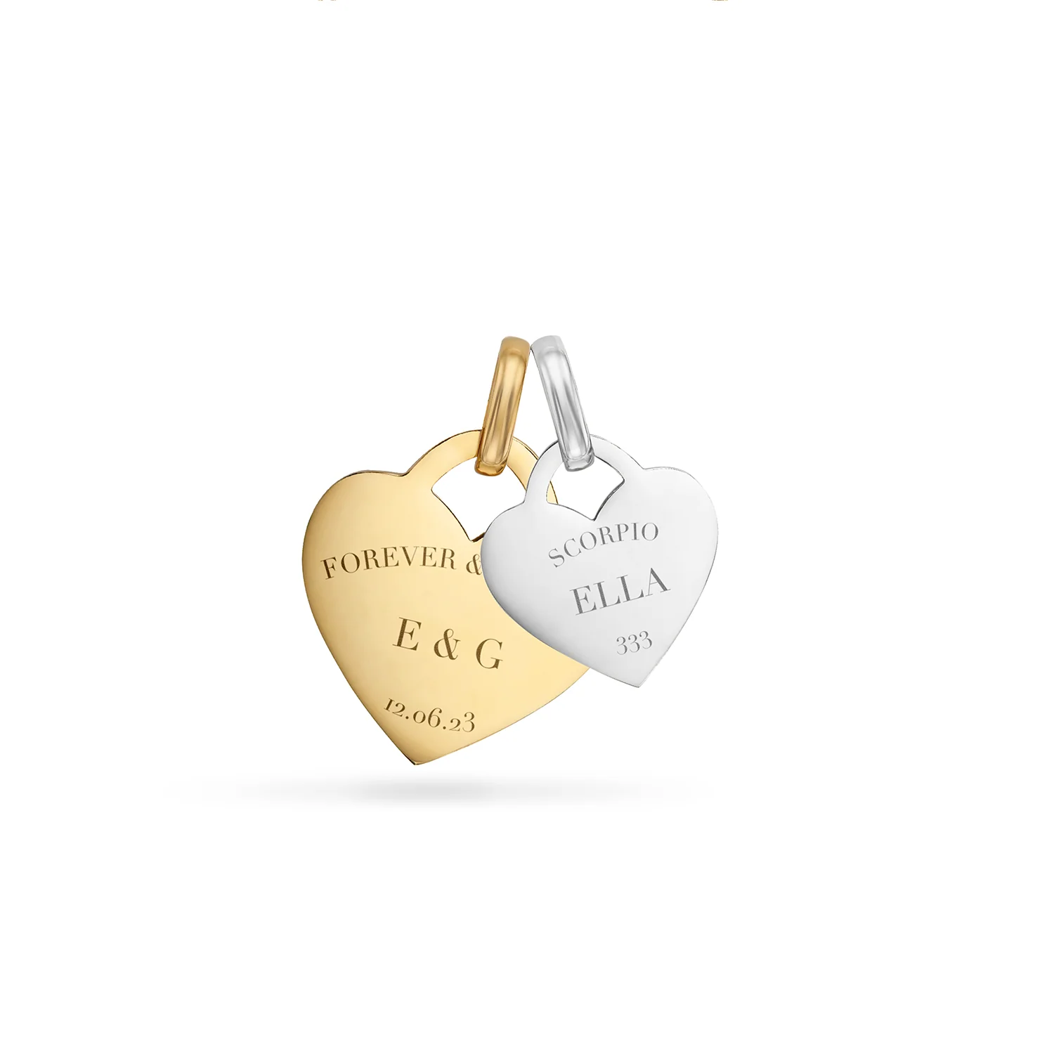 Double Heart Token Necklace (Gold) - Image 15