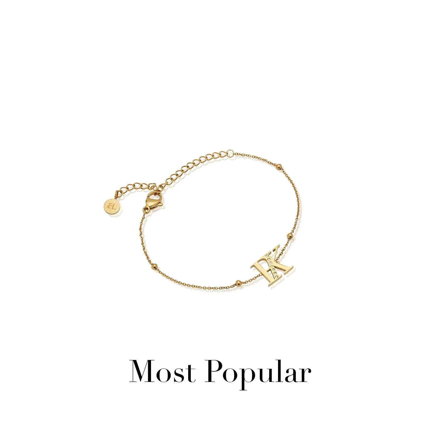 Double Initial Crystal Bracelet (Gold) - Image 12