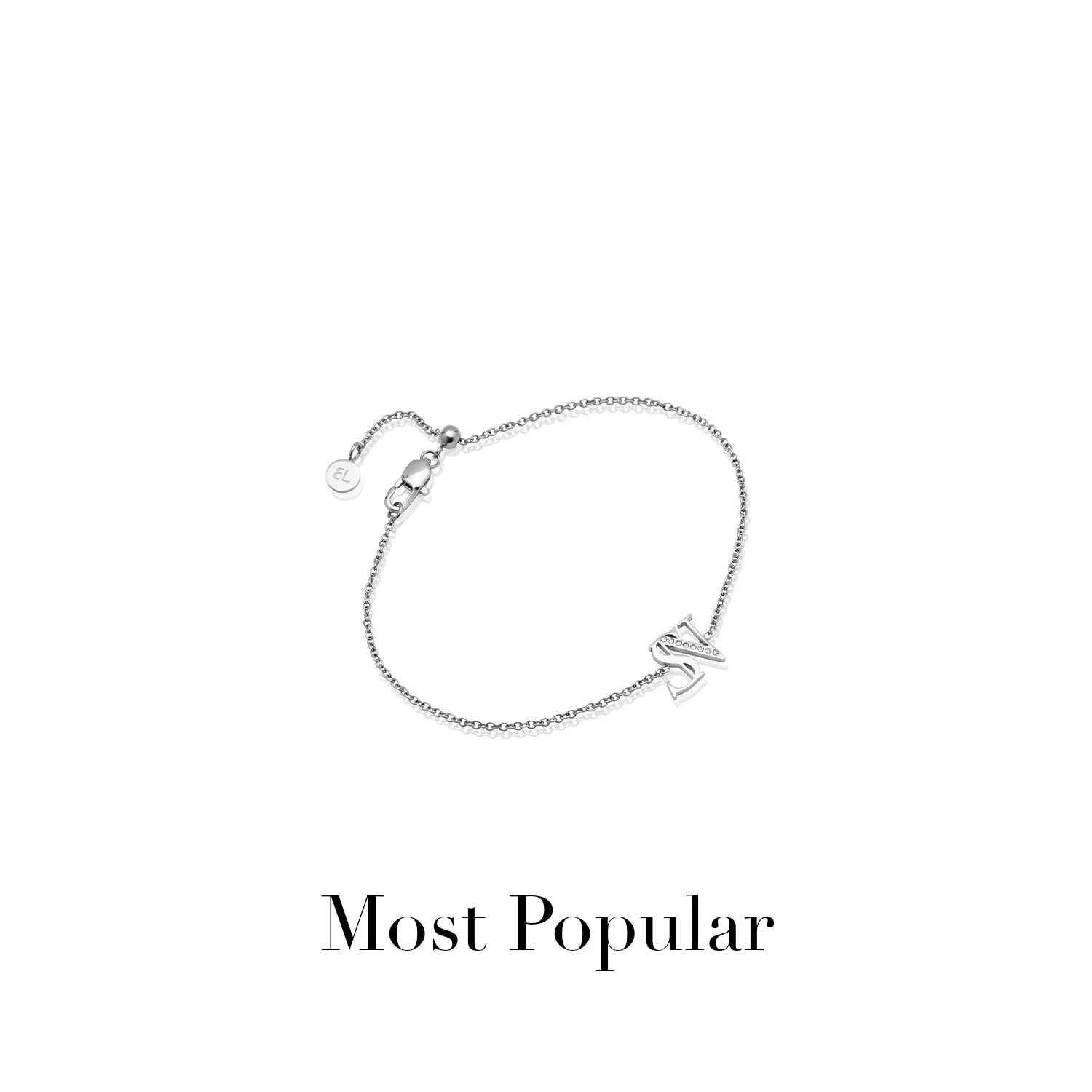 Double Initial Crystal Bracelet (Silver) - Image 11