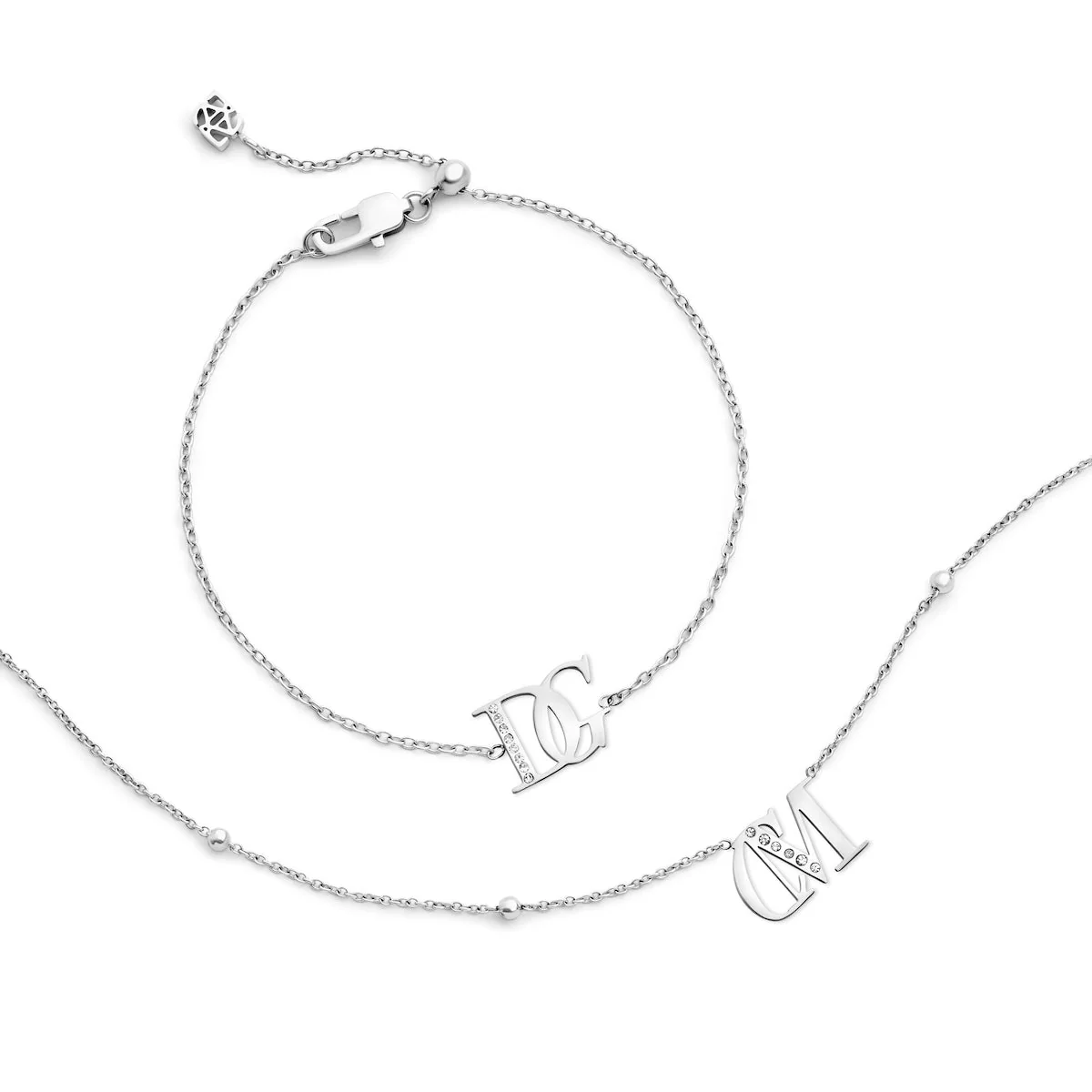 Double Initial Crystal Bracelet (Silver) - Image 5