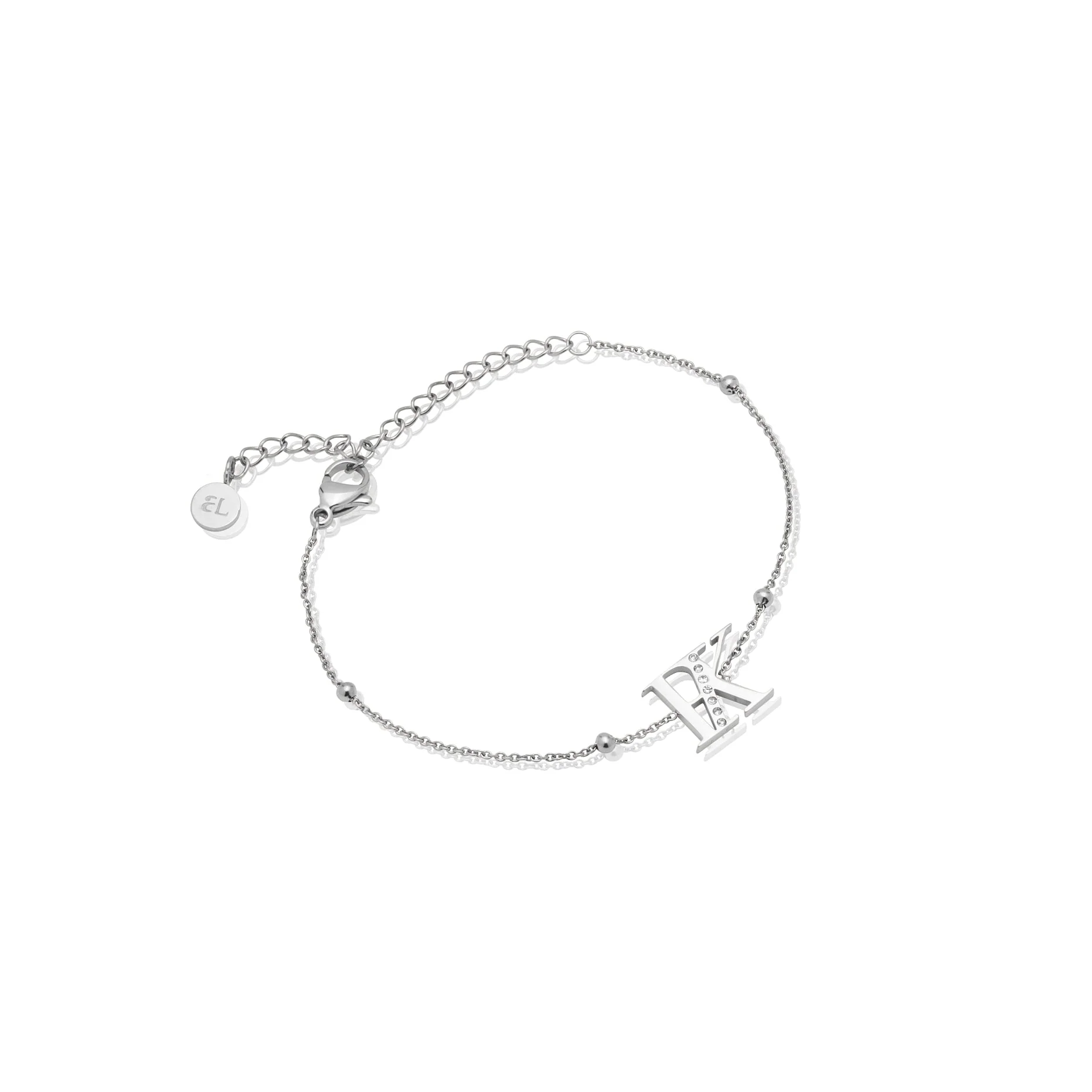 Double Initial Crystal Bracelet (Silver) - Image 8