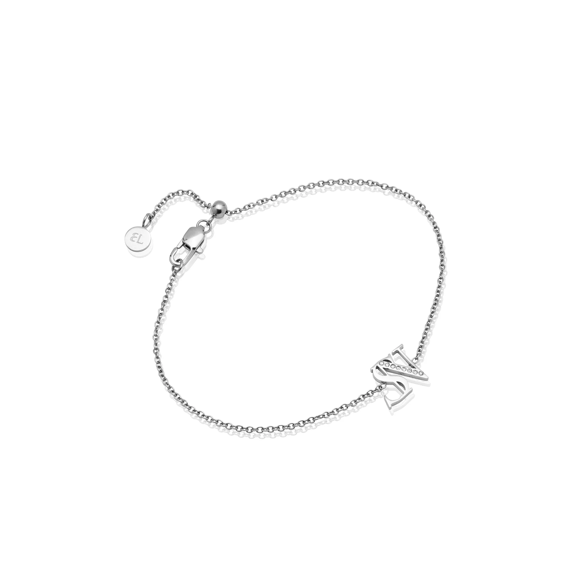 Double Initial Crystal Bracelet (Silver) - Image 9
