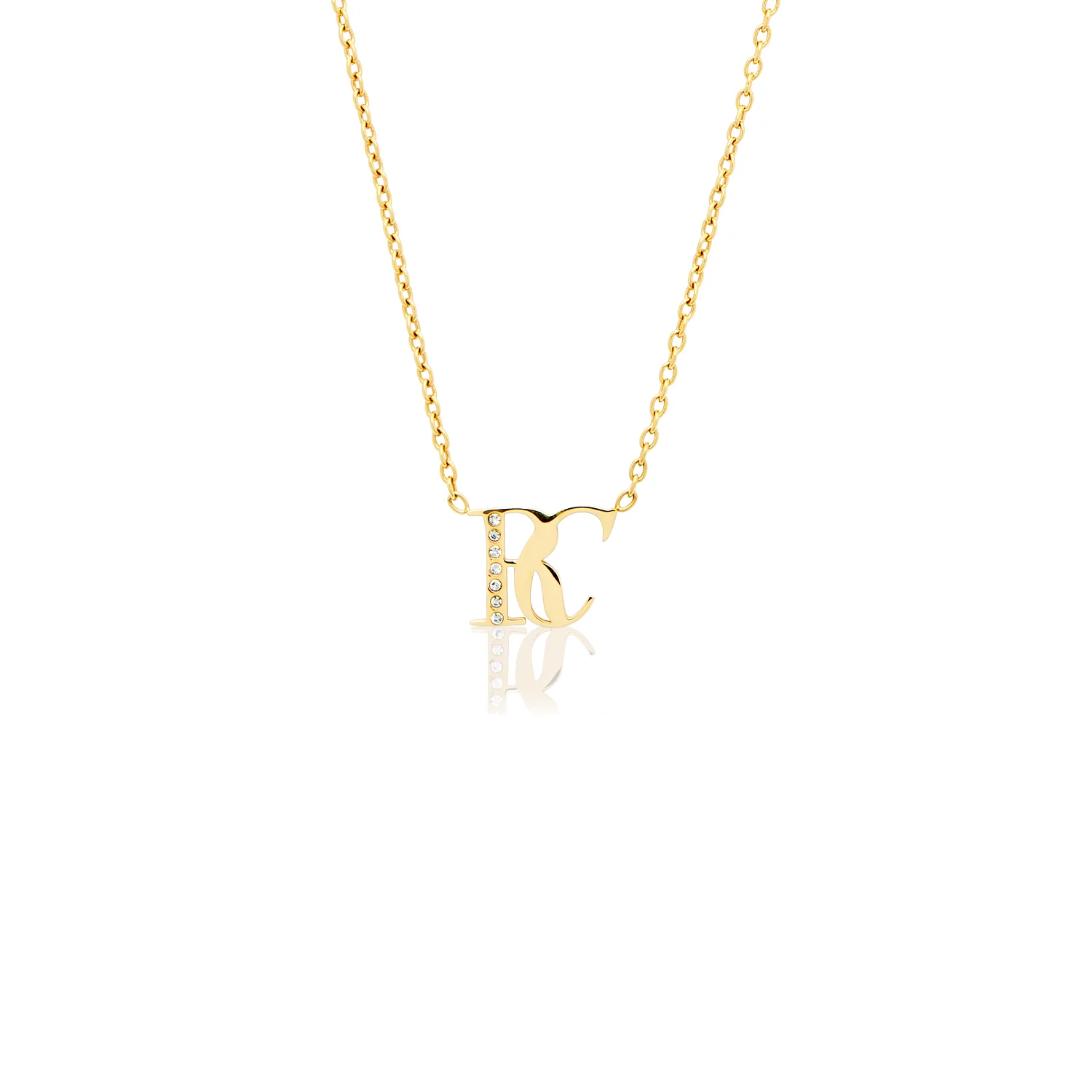 Double Initial Crystal Necklace (Gold) - Image 14