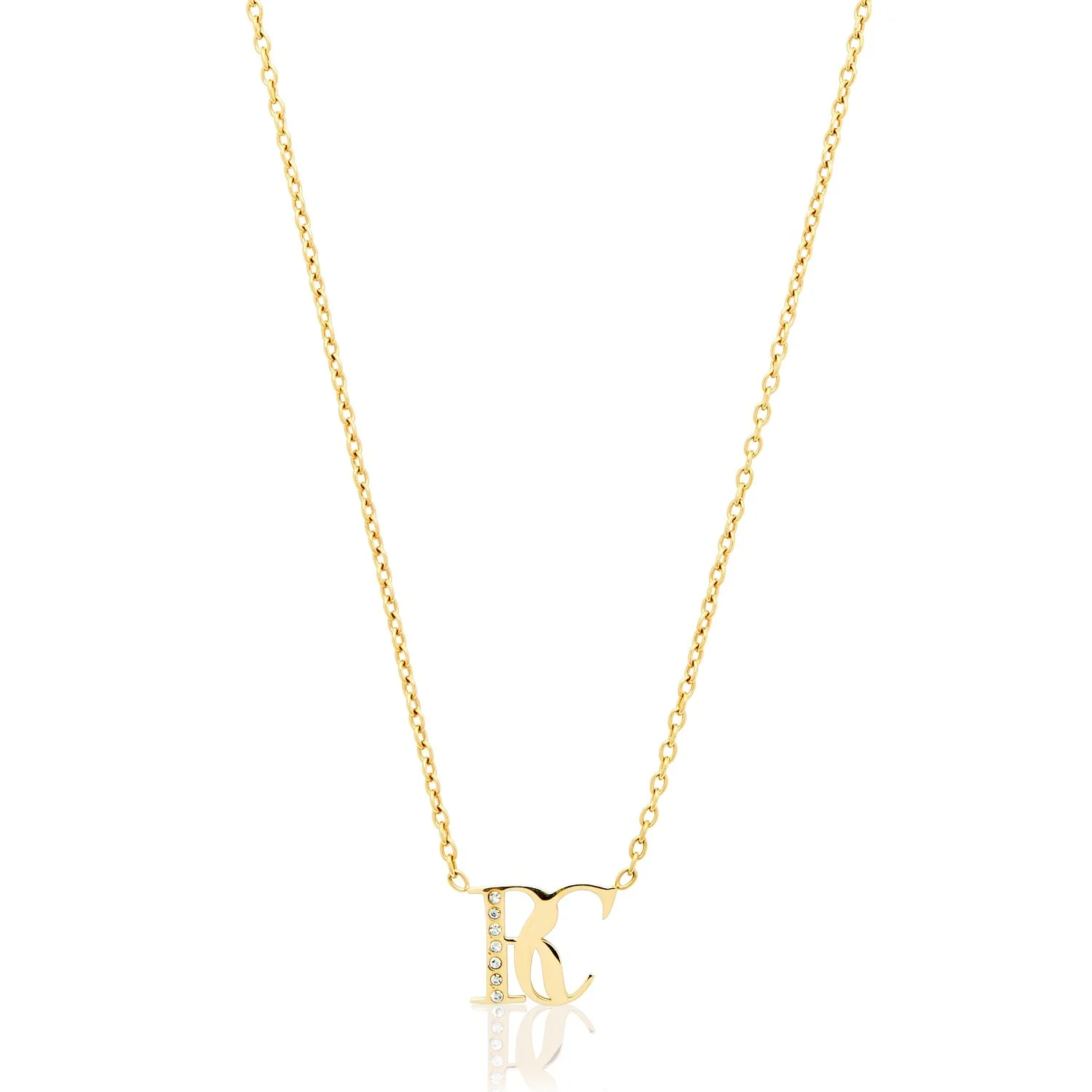 Double Initial Crystal Necklace (Gold) - Image 9