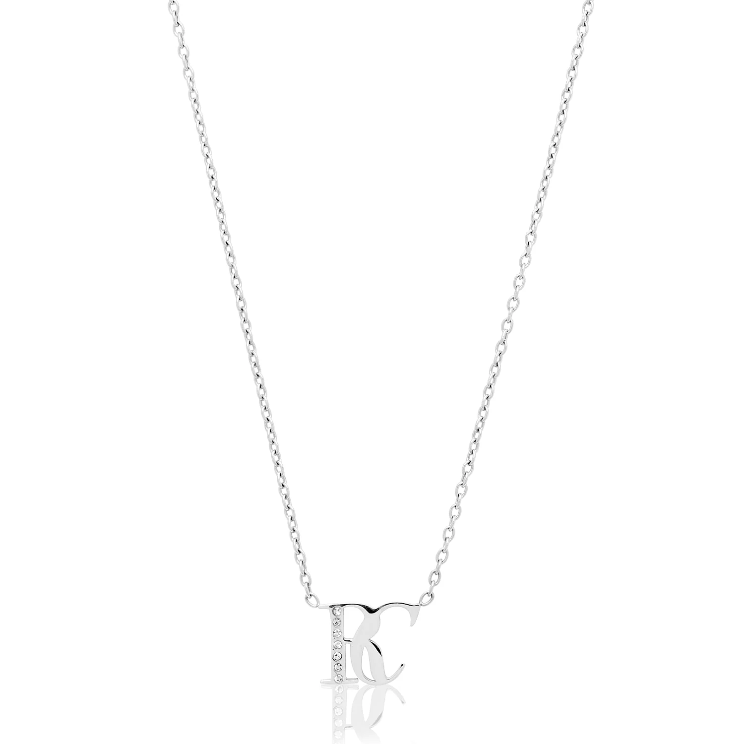 Double Initial Crystal Necklace (Silver) - Image 10