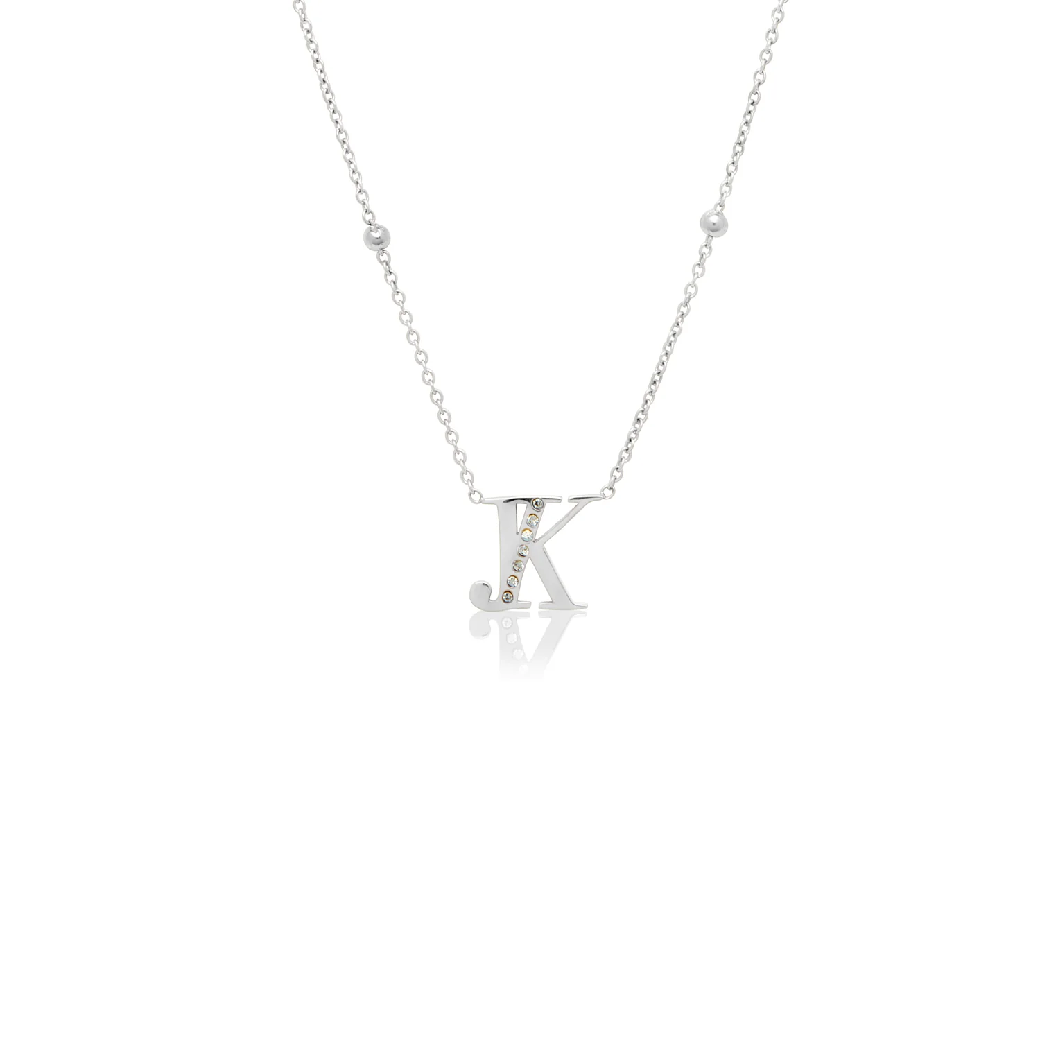 Double Initial Crystal Necklace (Silver) - Image 13