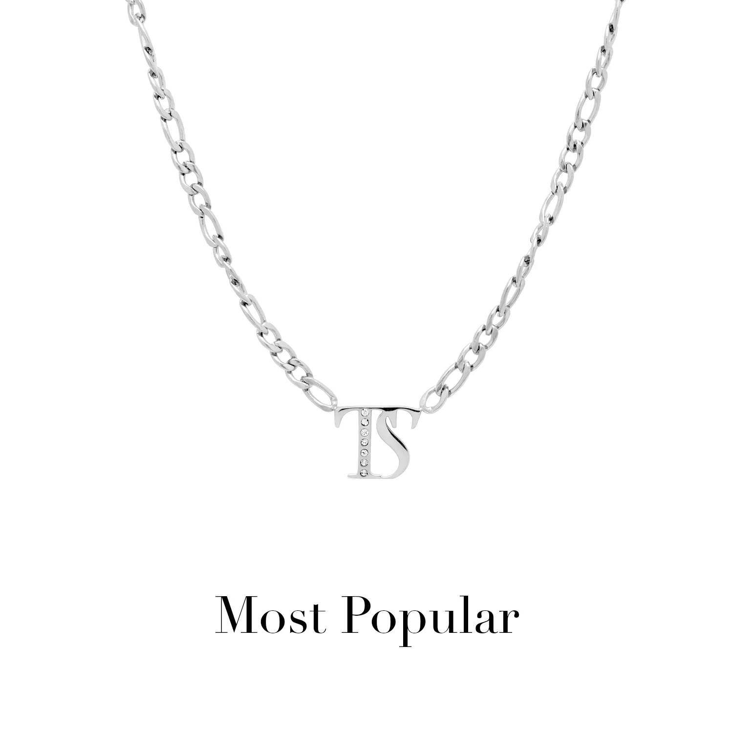 Double Initial Crystal Necklace (Silver) - Image 14