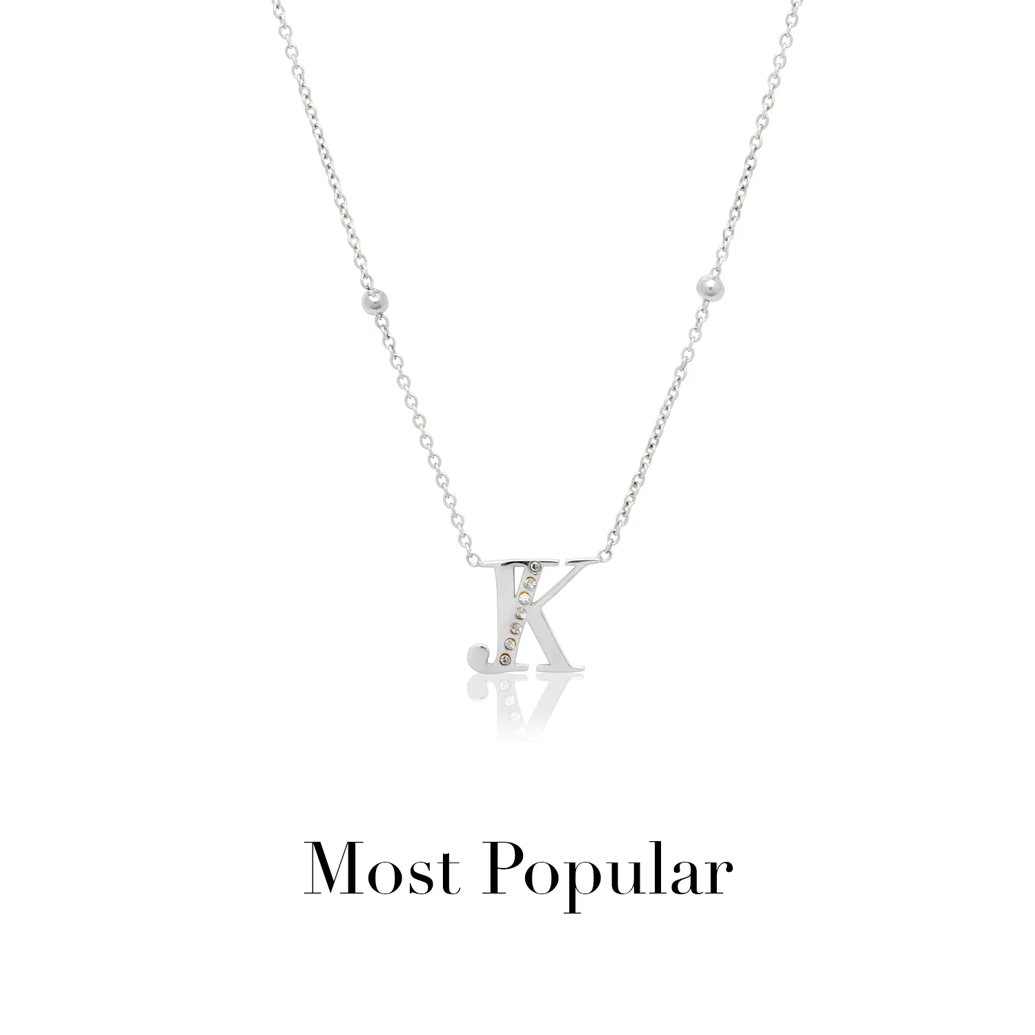 Double Initial Crystal Necklace (Silver) - Image 15