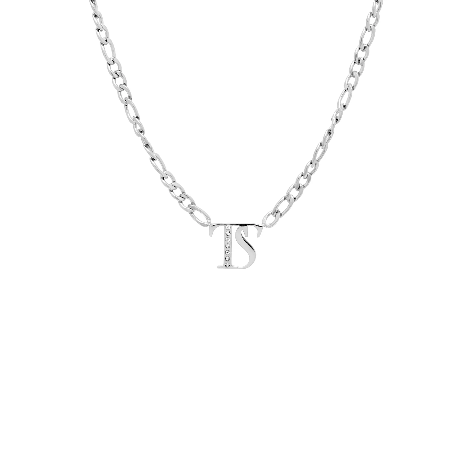 Double Initial Crystal Necklace (Silver) - Image 16