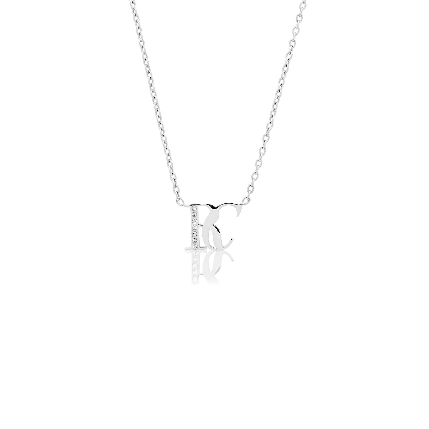 Double Initial Crystal Necklace (Silver) - Image 17