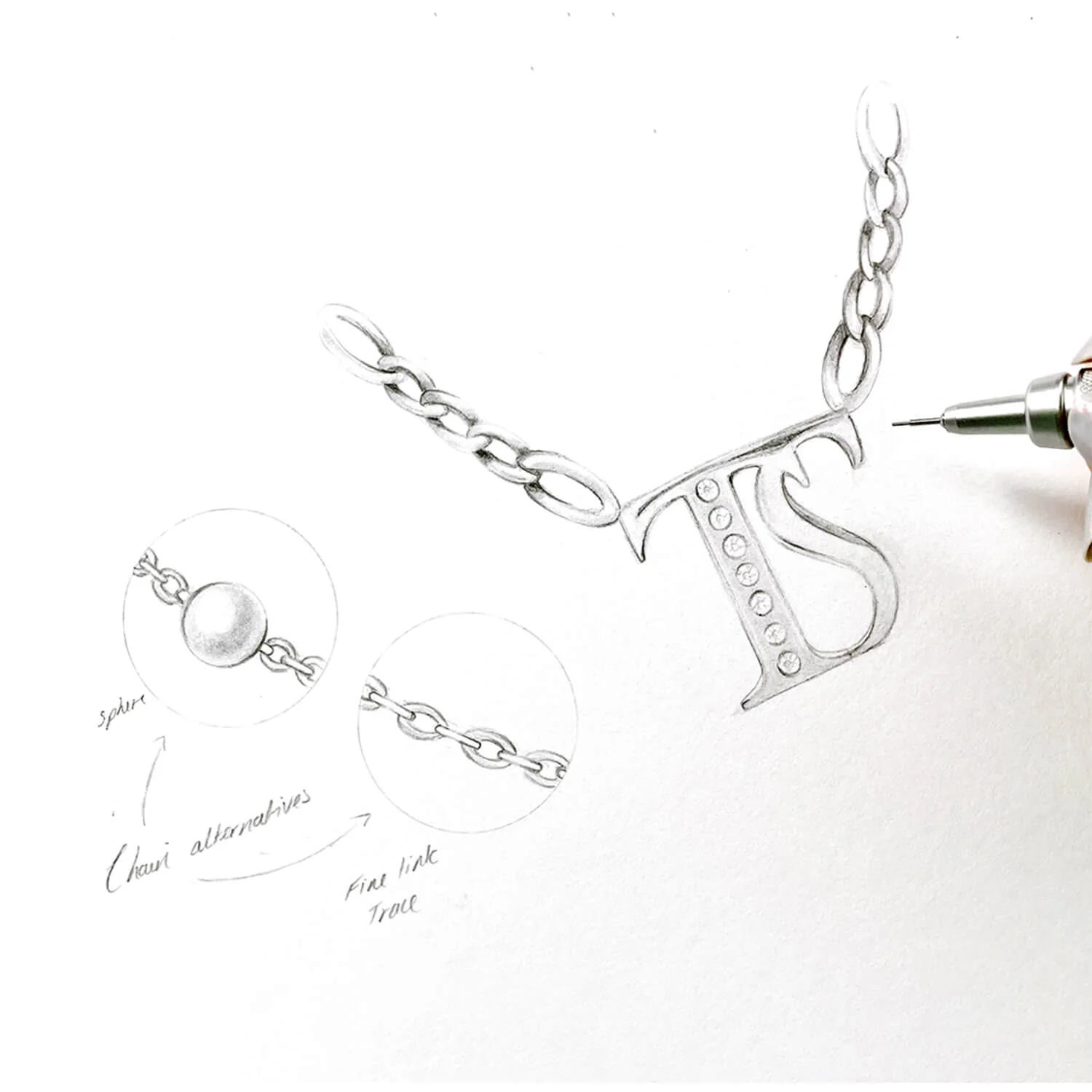 Double Initial Crystal Necklace (Silver) - Image 4