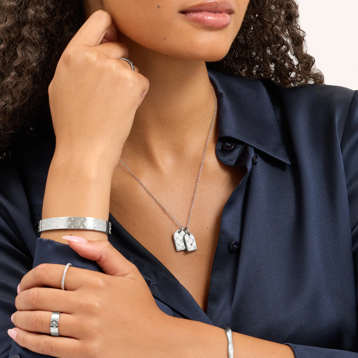 Double Monogram Necklace (Silver) - Image 3