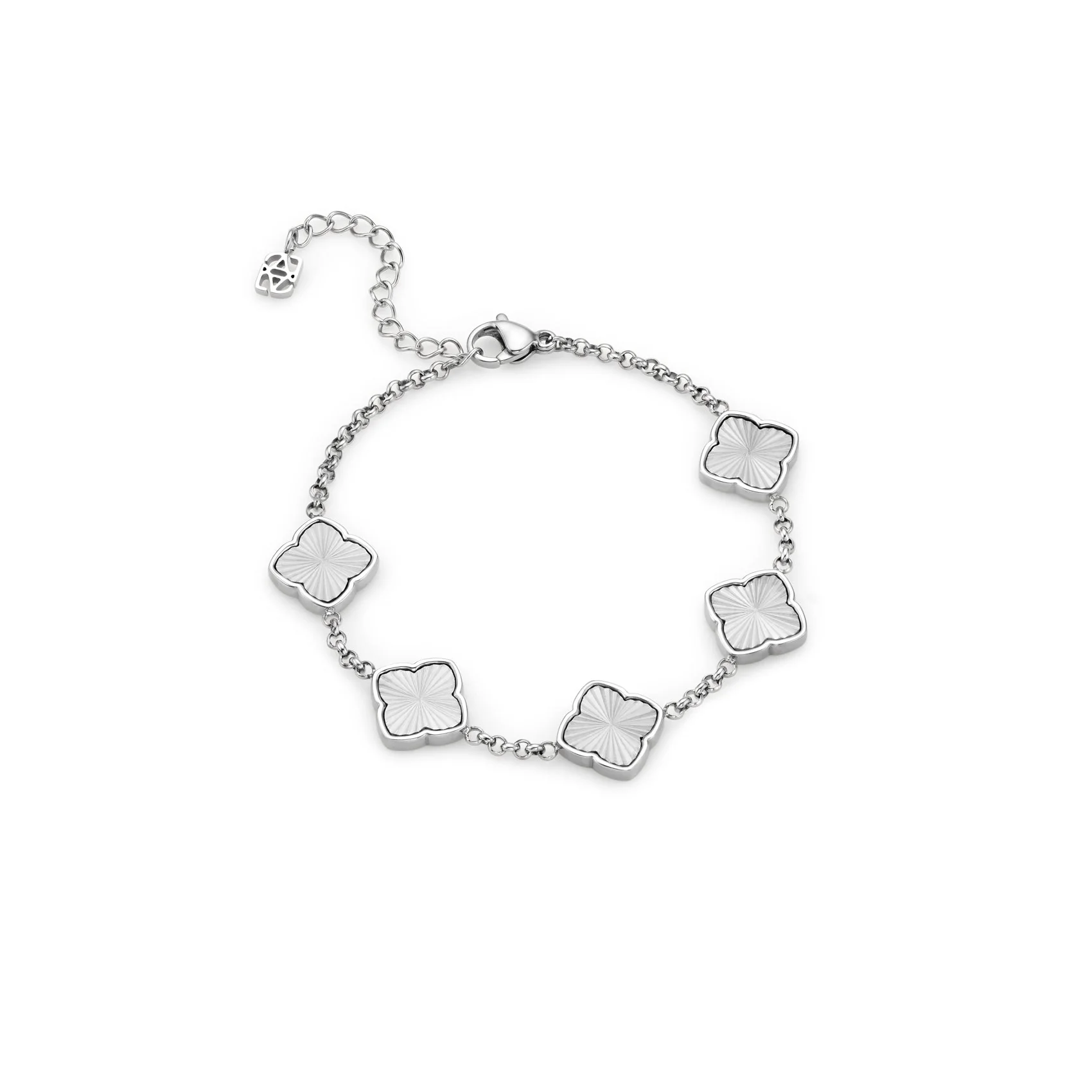 Faceted Birthstone Clover Pendant (Silver) - Image 2
