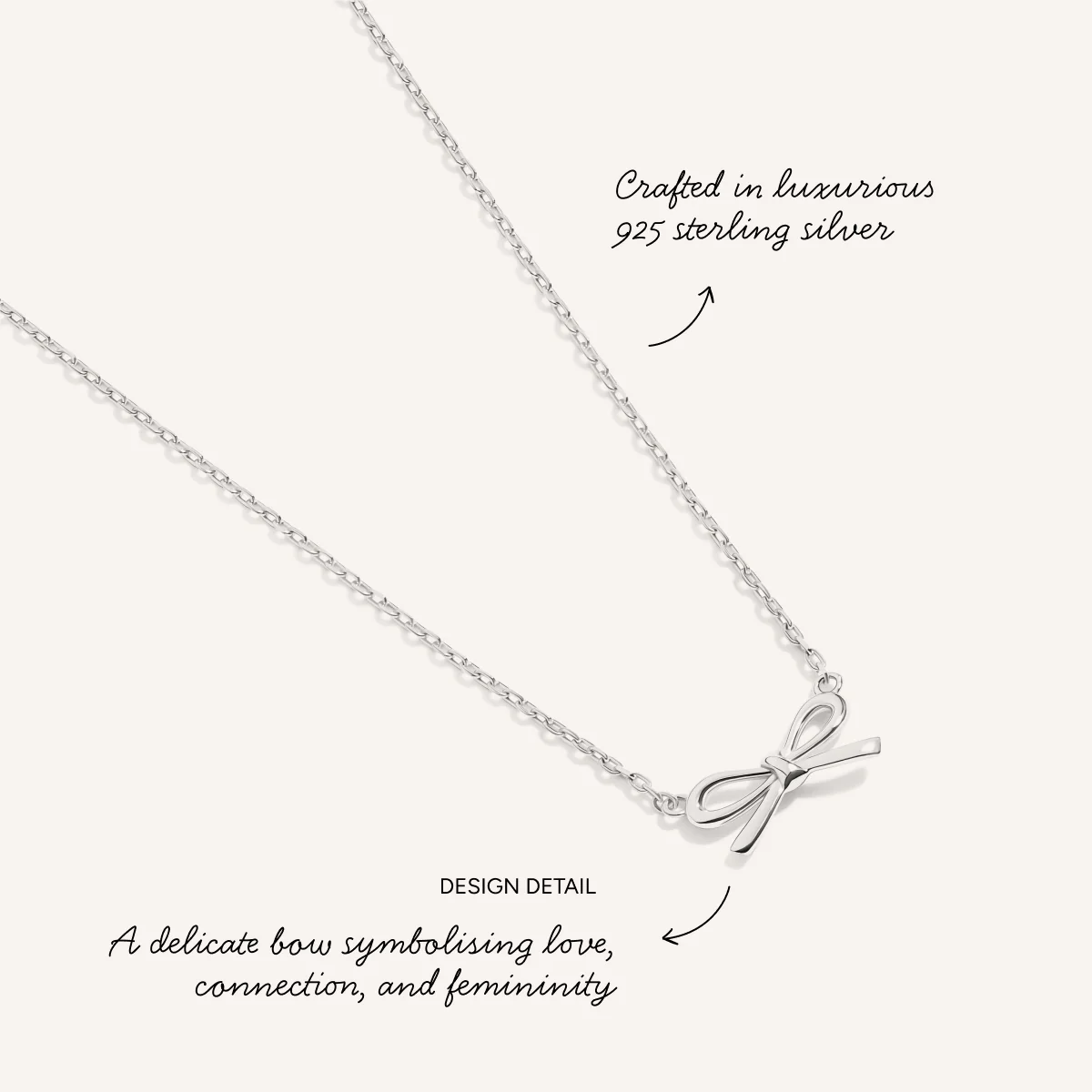 Fine Bow Necklace (Silver) - Image 3