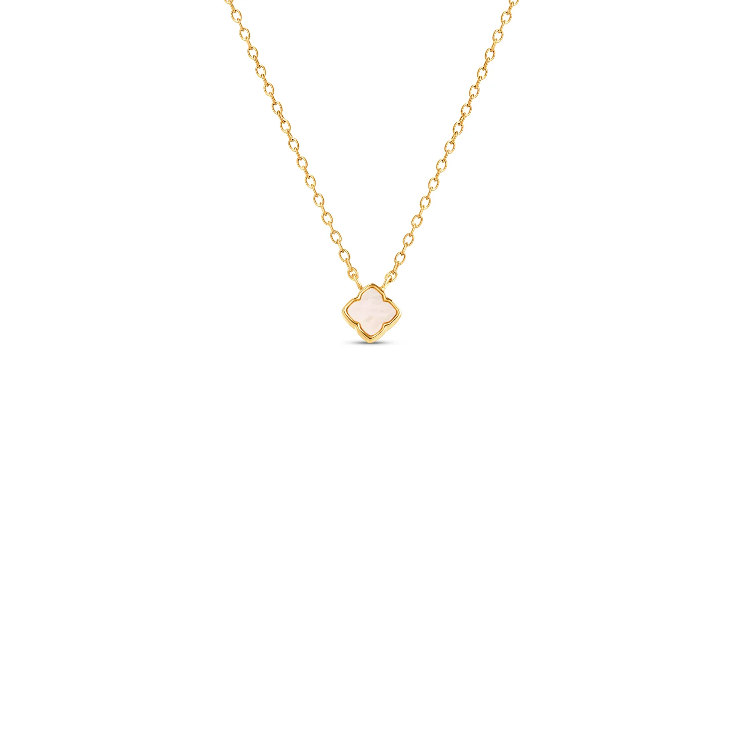 Fine Mini Pearl Clover Necklace (Gold) - Image 7