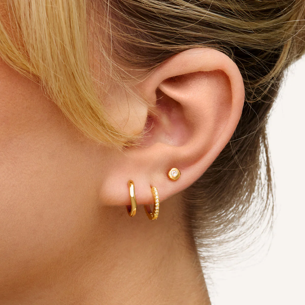 Fine Molten Huggie Earrings (Gold) - Image 3