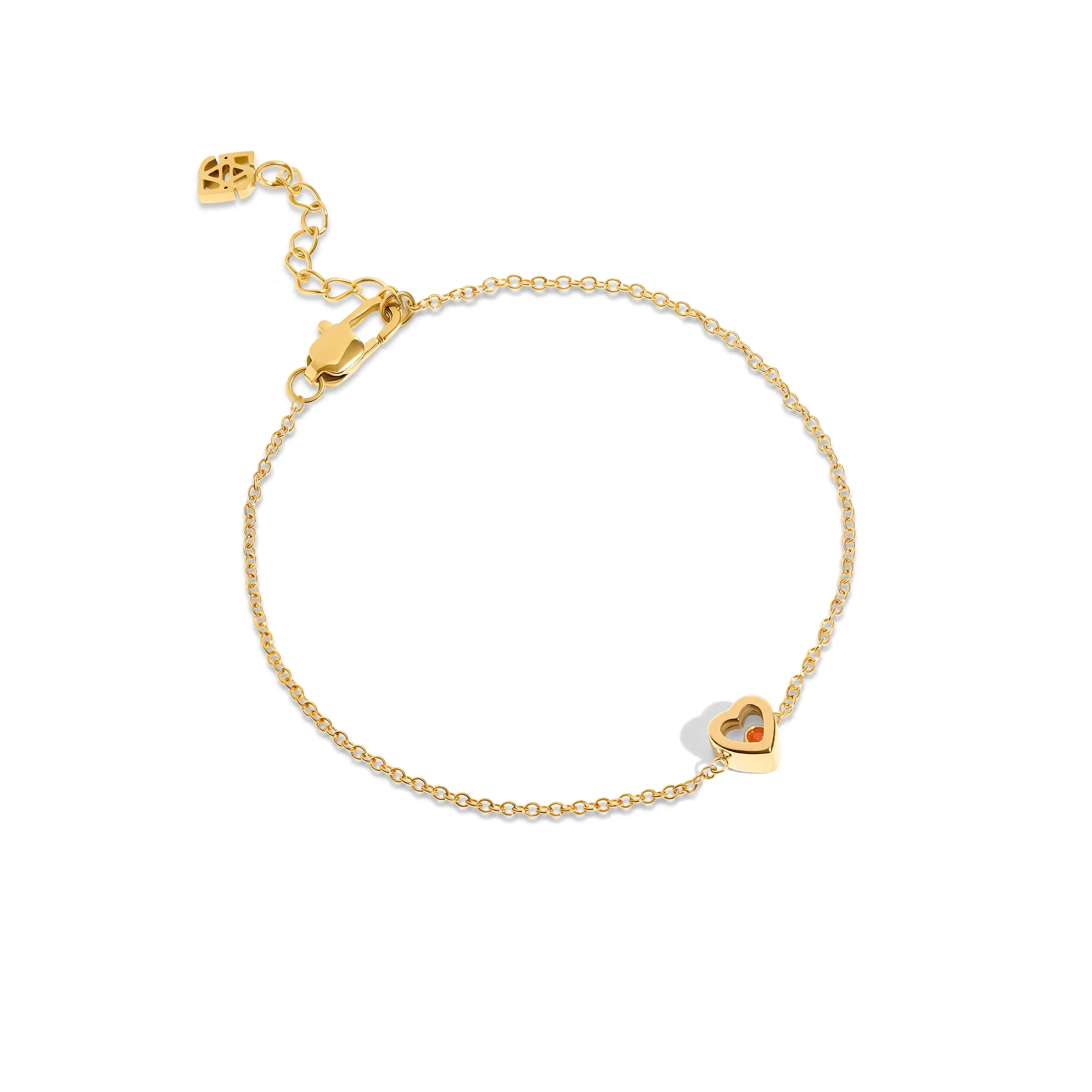 Floating Birthstone Multi Heart Bracelet (Gold)