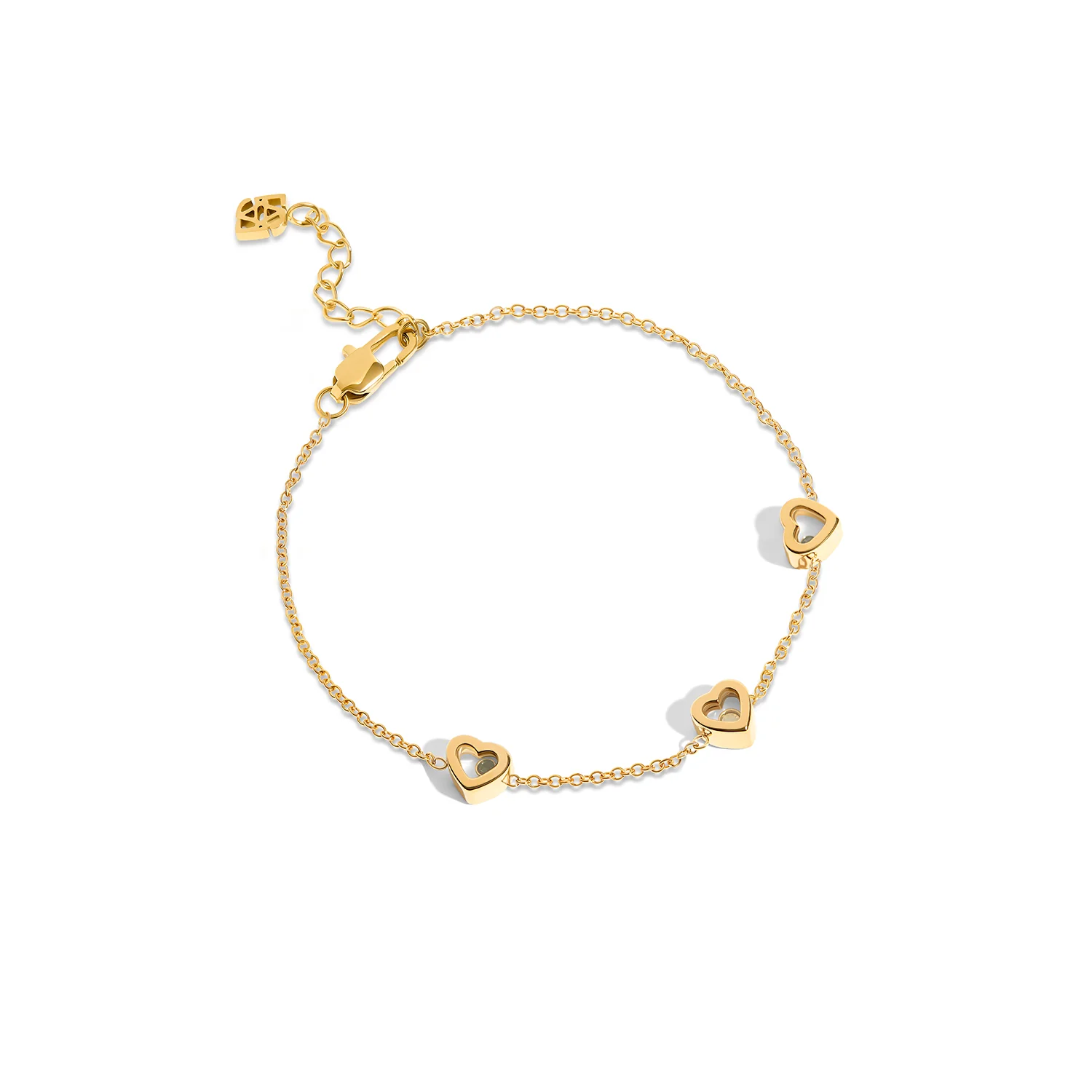 Floating Birthstone Multi Heart Bracelet (Gold) - Image 10