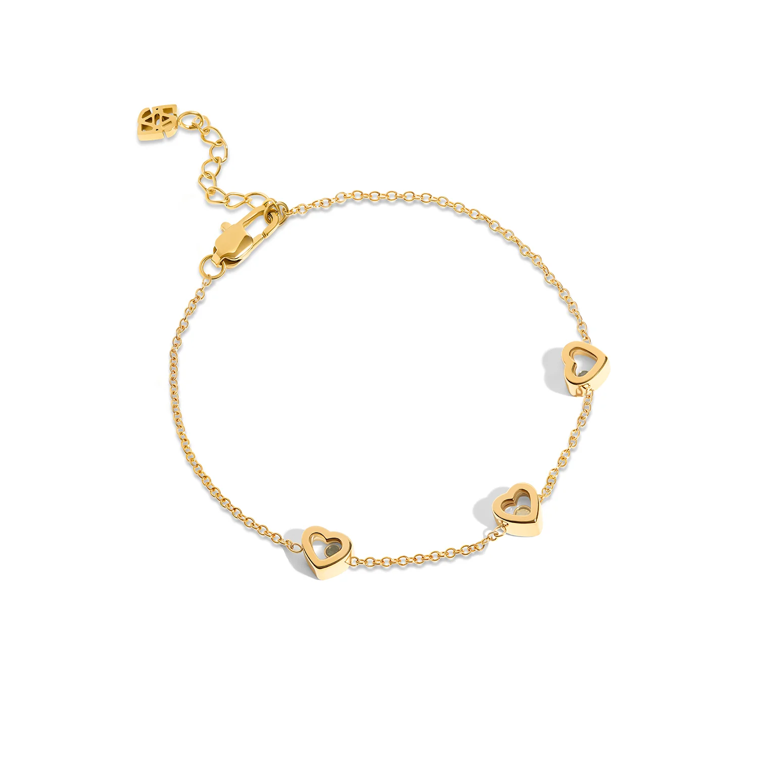 Floating Birthstone Multi Heart Bracelet (Gold) - Image 11