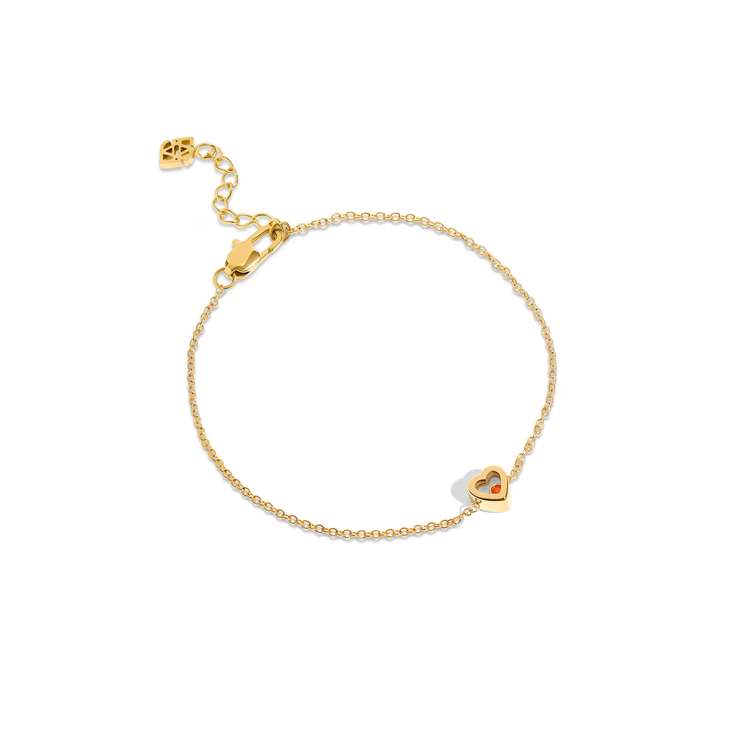 Floating Birthstone Multi Heart Bracelet (Gold) - Image 6
