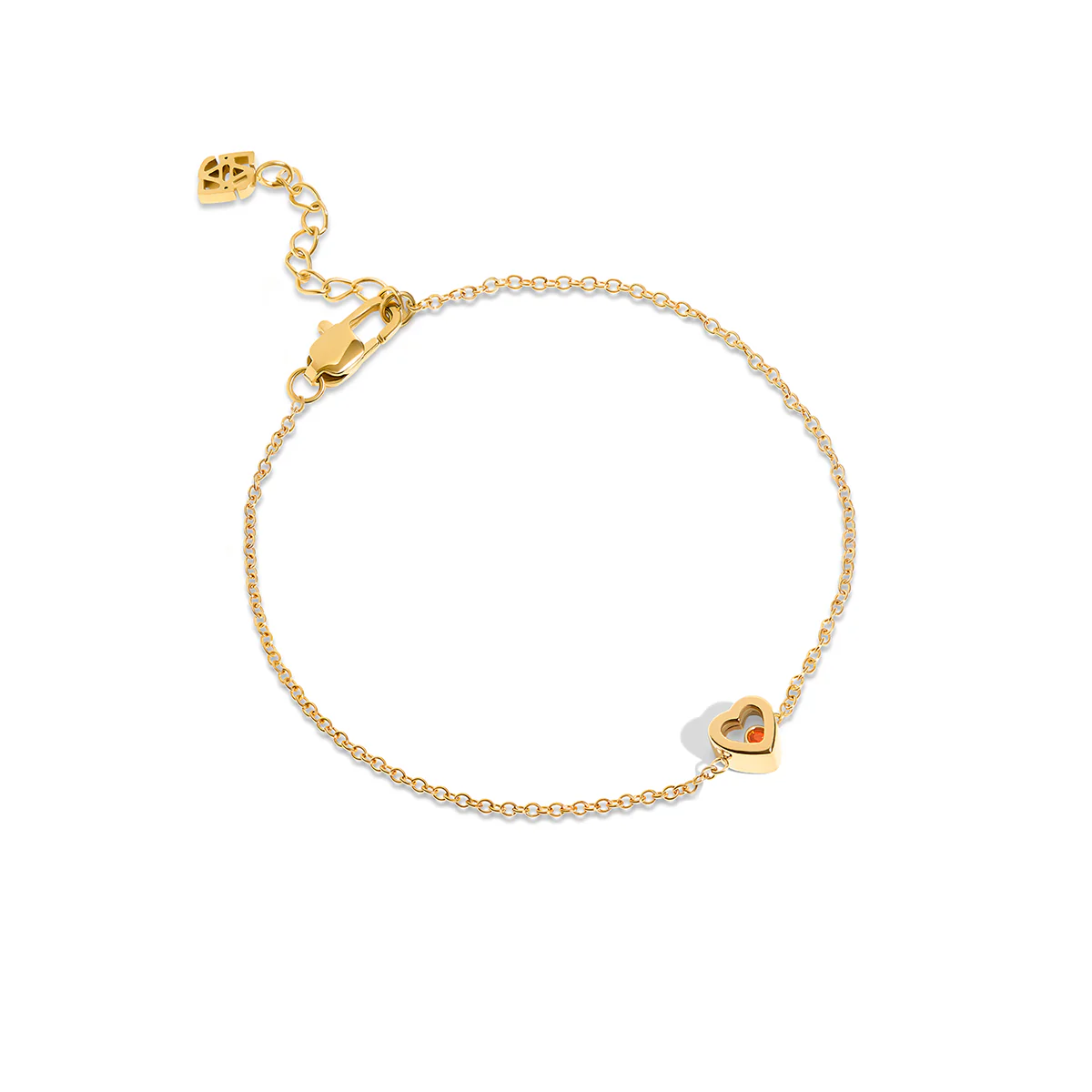 Floating Birthstone Multi Heart Bracelet (Gold) - Image 7
