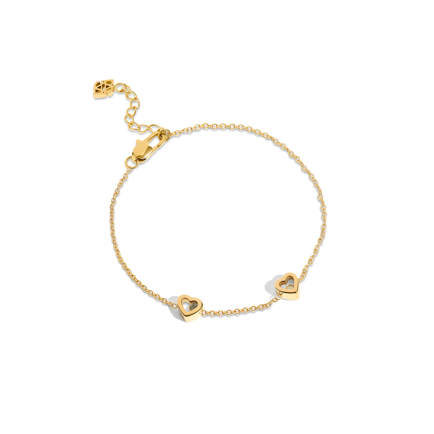 Floating Birthstone Multi Heart Bracelet (Gold) - Image 8