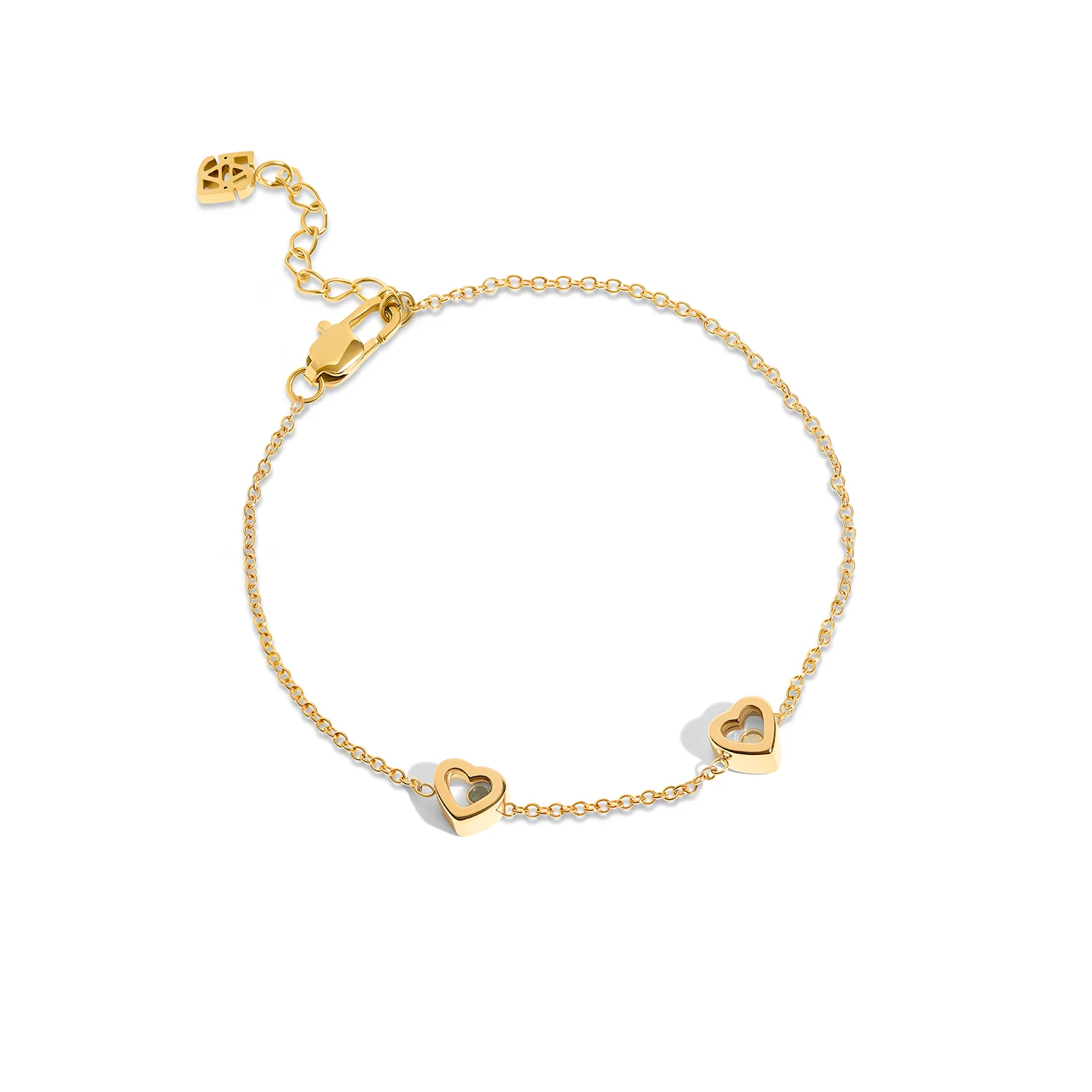 Floating Birthstone Multi Heart Bracelet (Gold) - Image 9