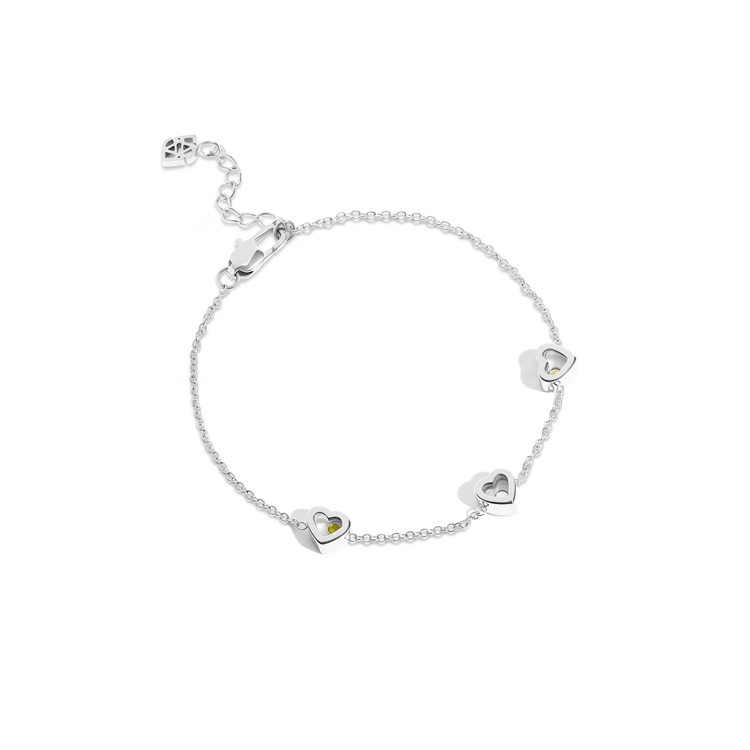 Floating Birthstone Multi Heart Bracelet (Silver) - Image 10