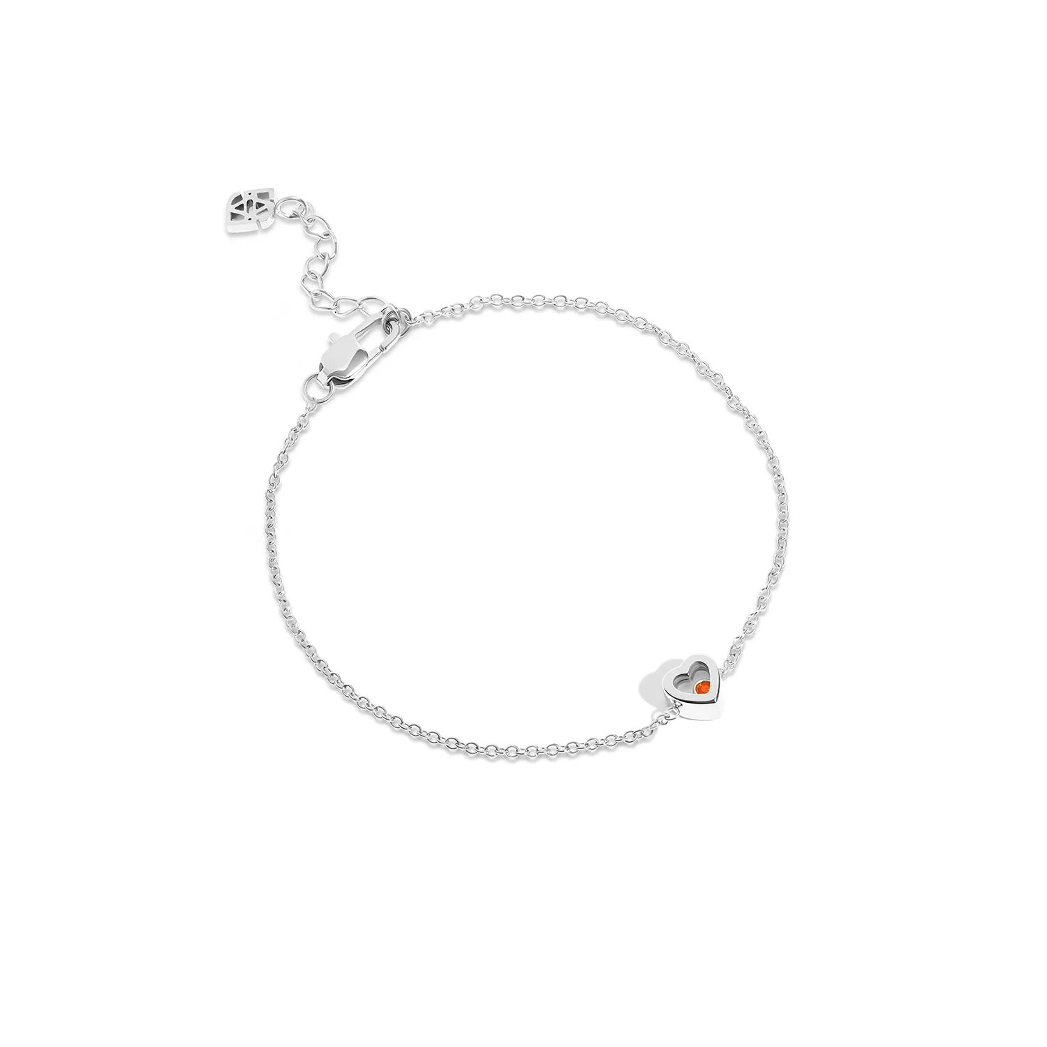 Floating Birthstone Multi Heart Bracelet (Silver) - Image 6