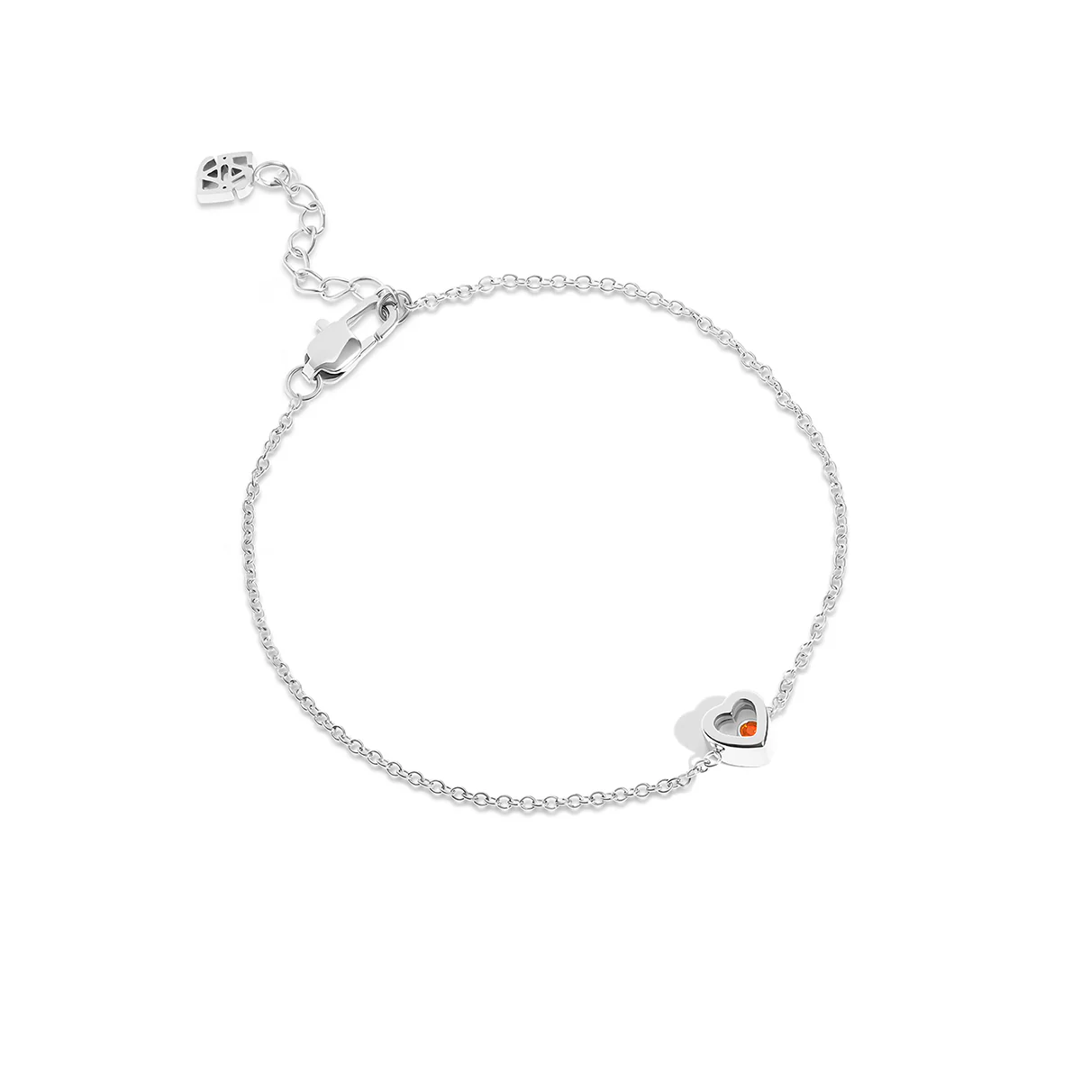 Floating Birthstone Multi Heart Bracelet (Silver) - Image 7