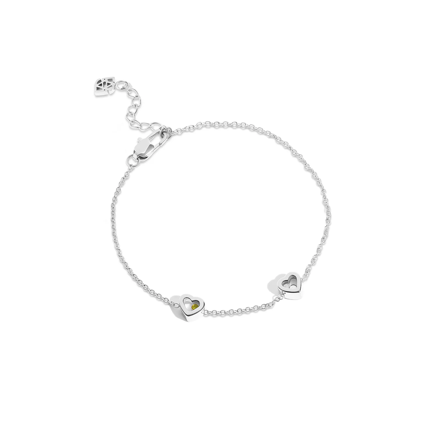 Floating Birthstone Multi Heart Bracelet (Silver) - Image 8