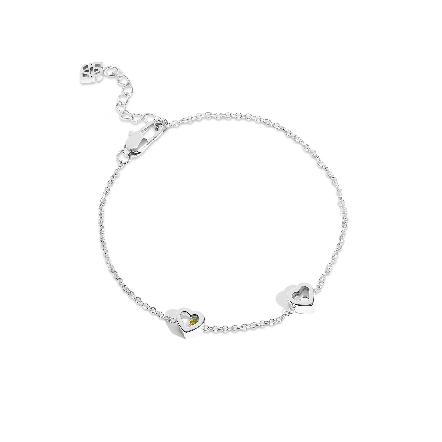 Floating Birthstone Multi Heart Bracelet (Silver) - Image 9