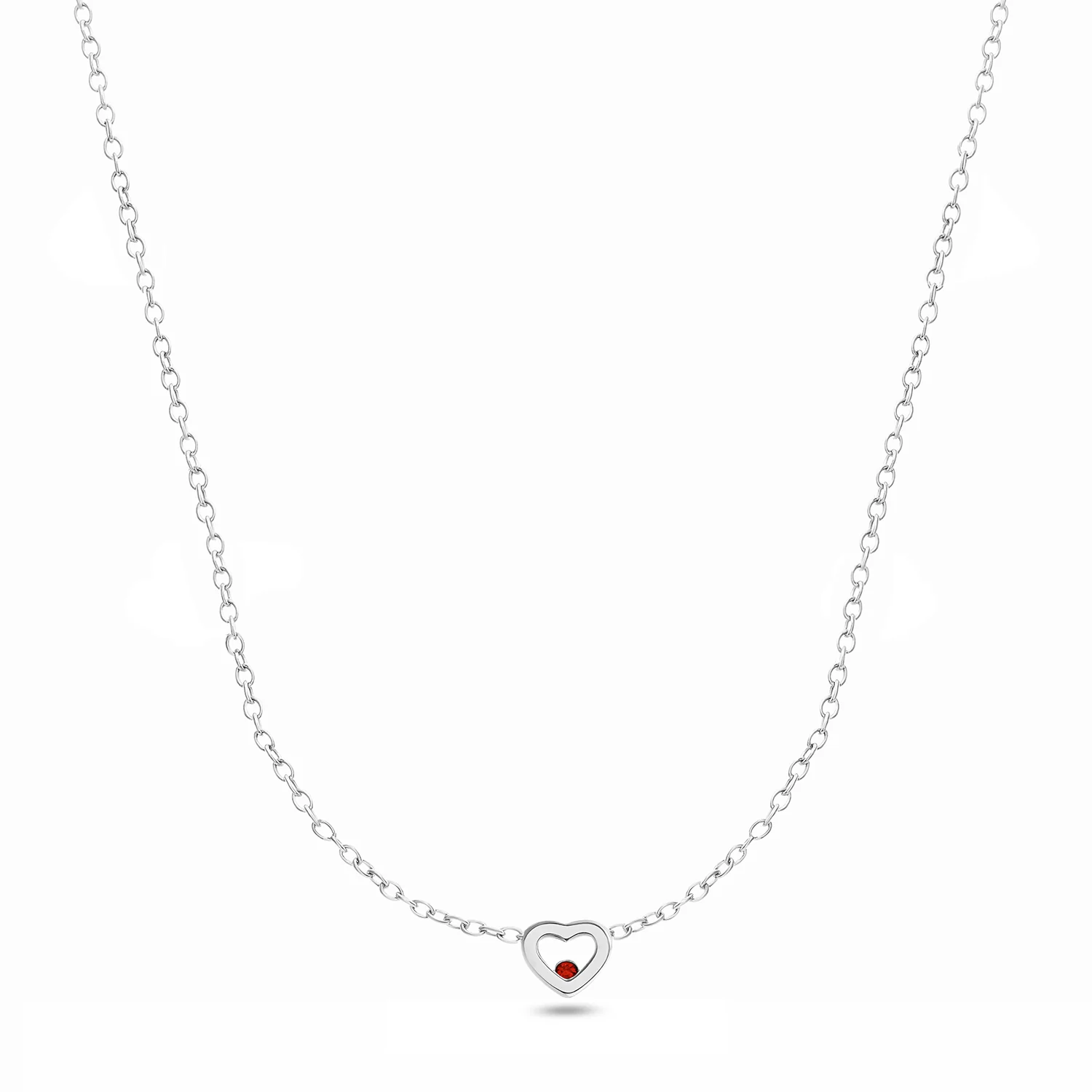 Floating Birthstone Multi Heart Necklace (Silver) - Image 7