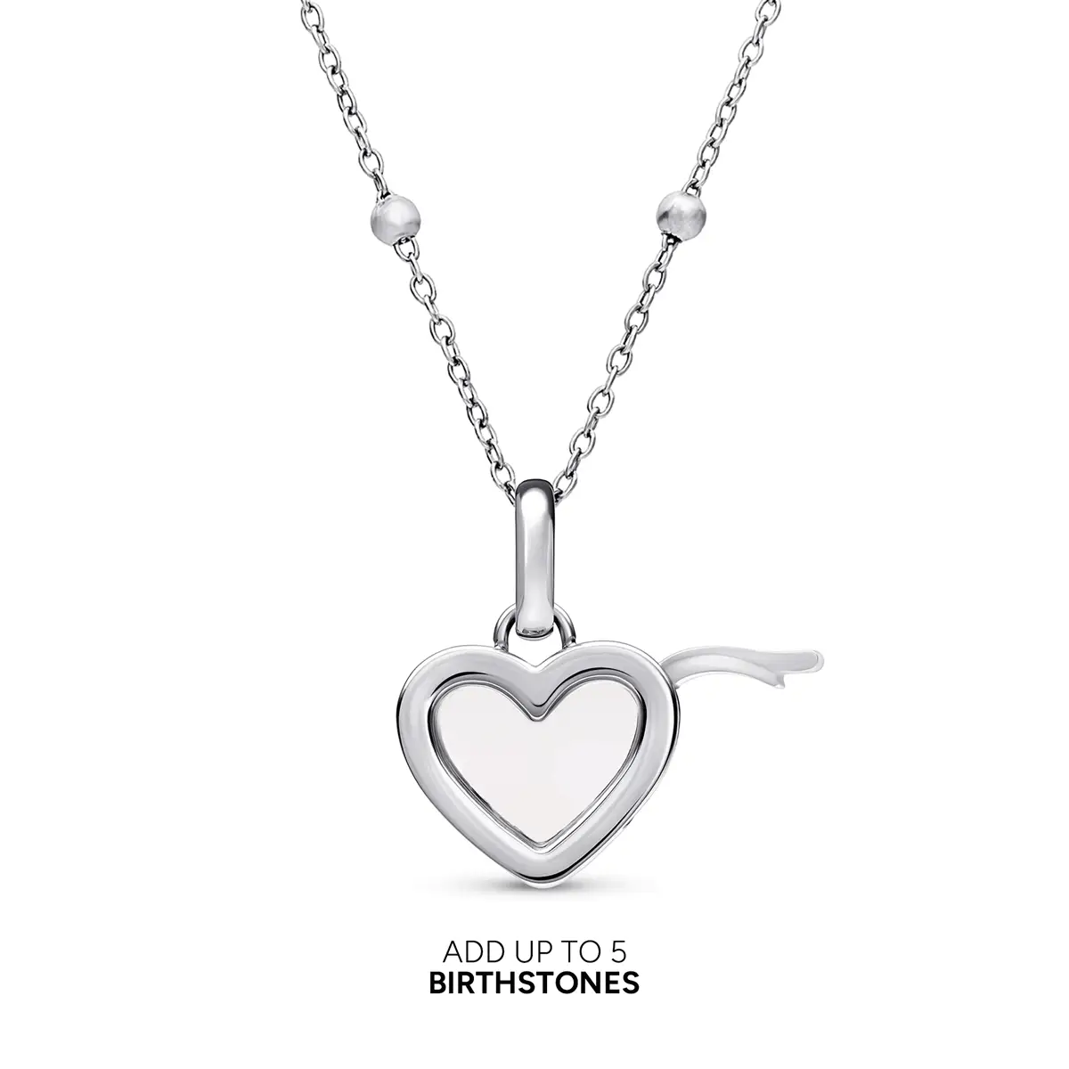 Floating Charm Heart Locket Necklace (Silver) - Image 9