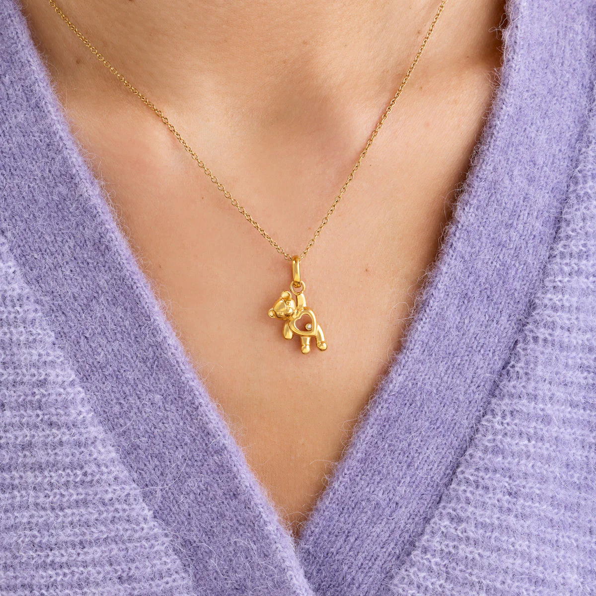Floating Crystal Bear Necklace (Gold) - Image 2