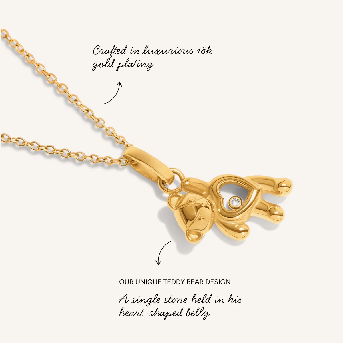 Floating Crystal Bear Necklace (Gold) - Image 3