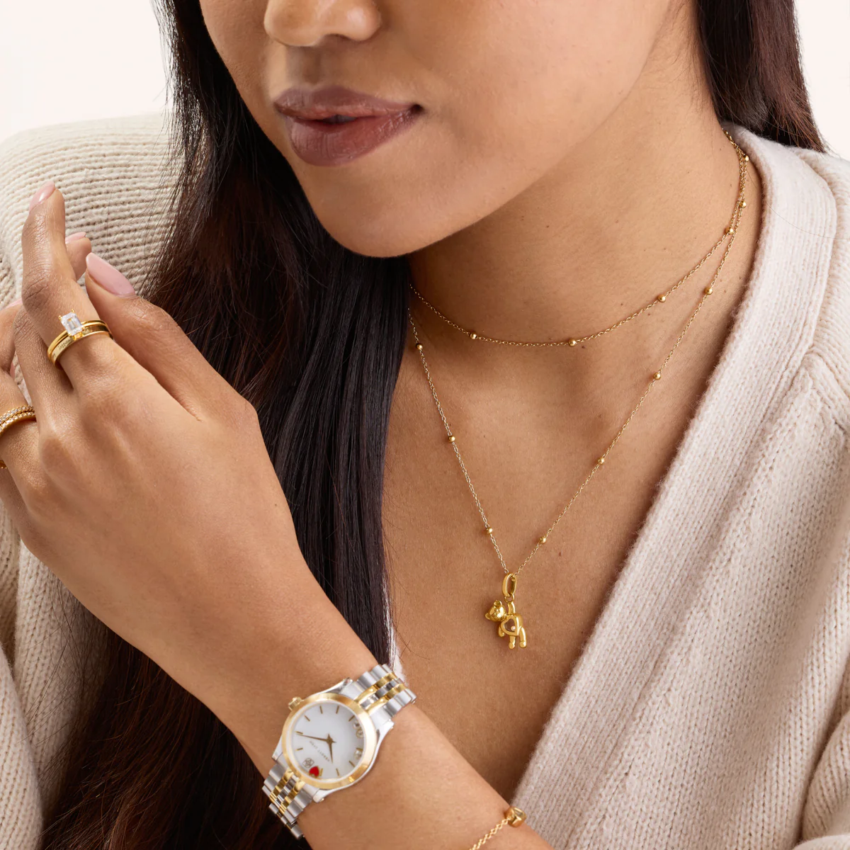 Floating Crystal Bear Necklace (Gold) - Image 4