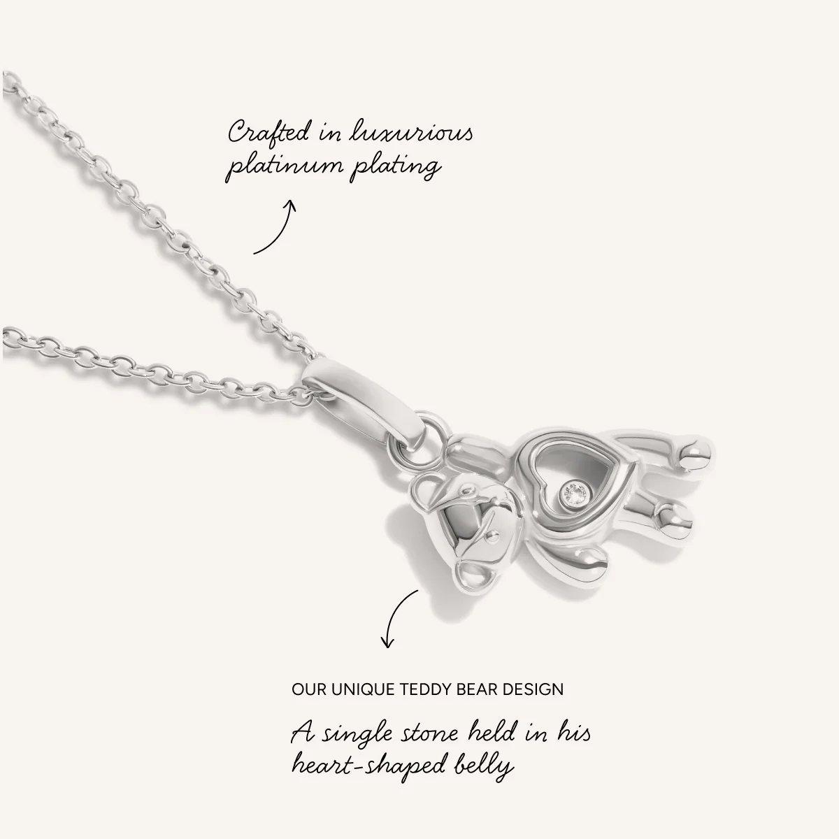 Floating Crystal Bear Necklace (Silver) - Image 3