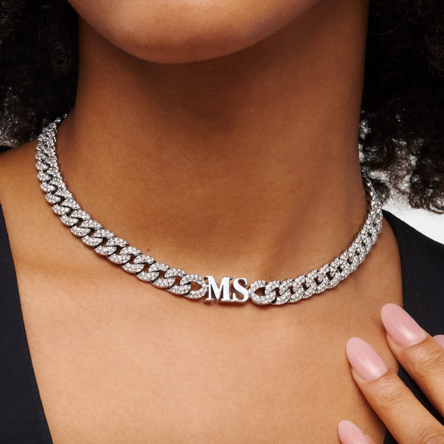 Gala Pavé Initial Choker (Silver) - Image 2