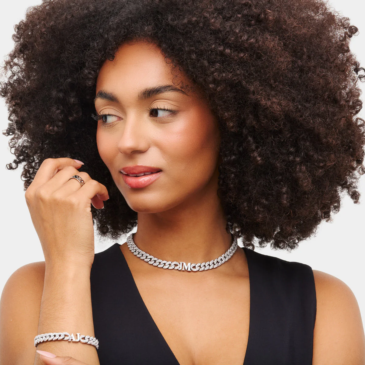 Gala Pavé Initial Choker (Silver) - Image 3