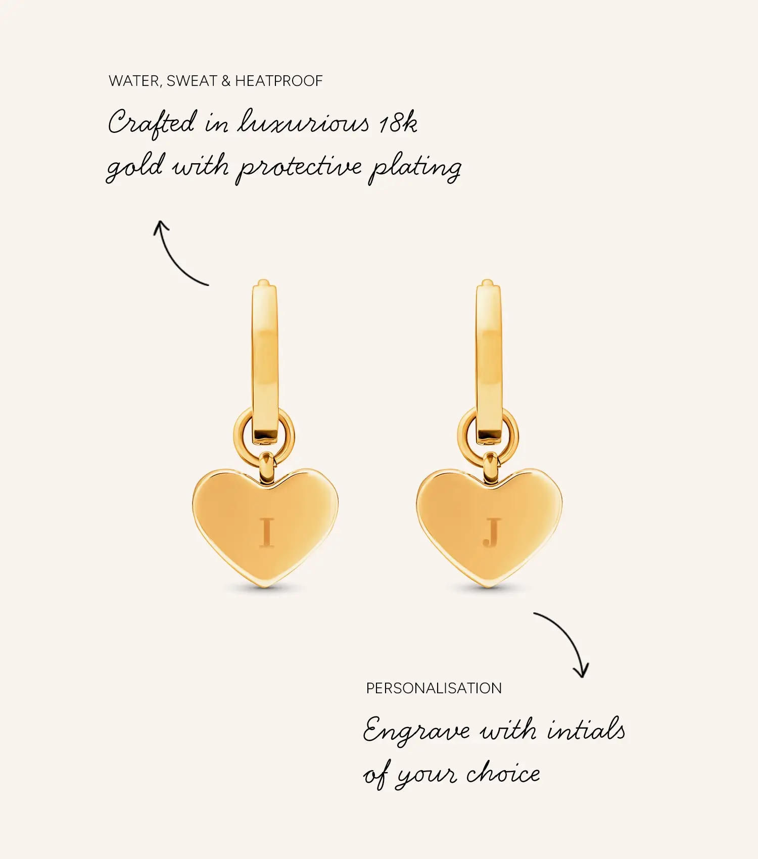 Green Quartz Heart Huggie Earrings (Gold) - Image 4