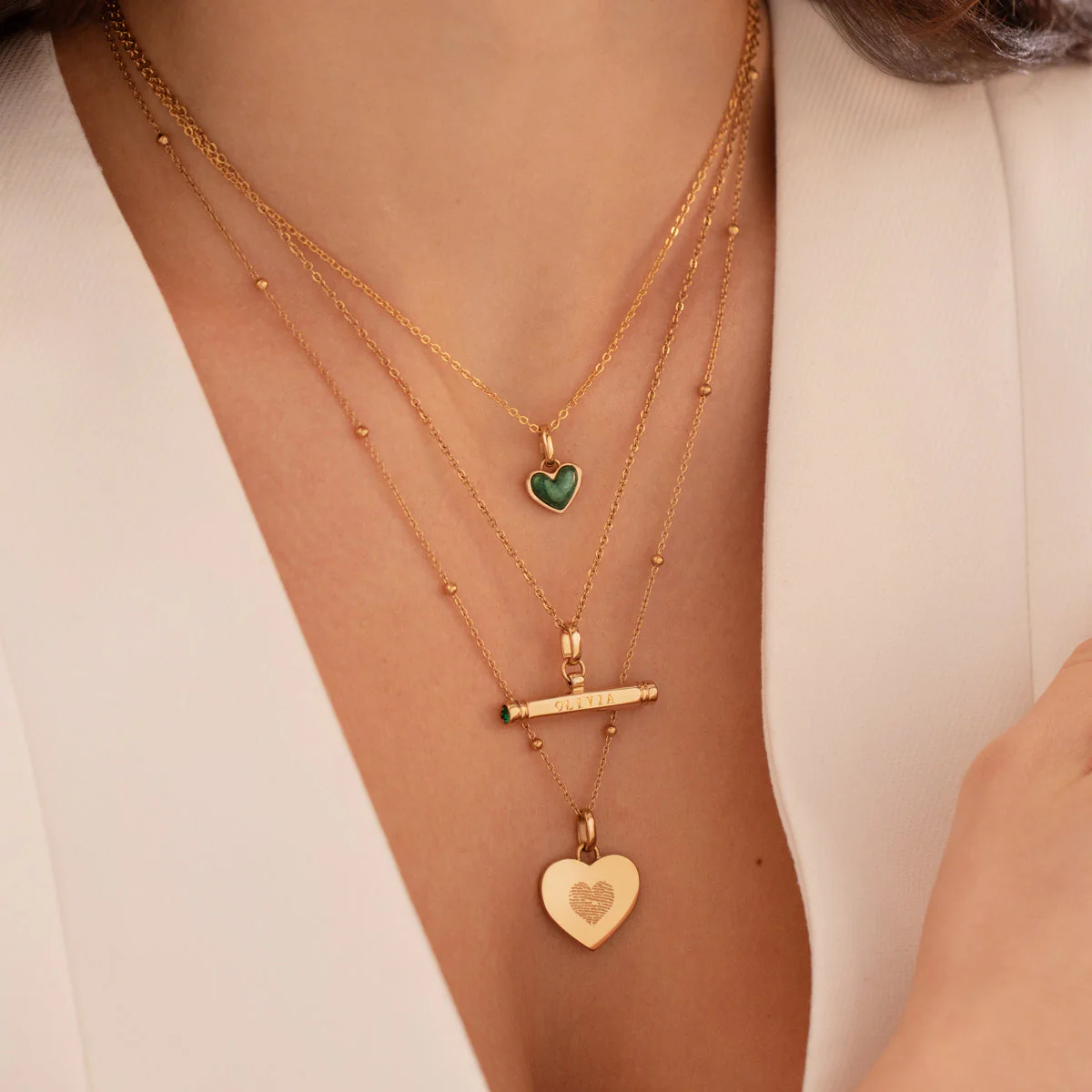 Green Quartz Heart Pendant (Gold) - Image 4