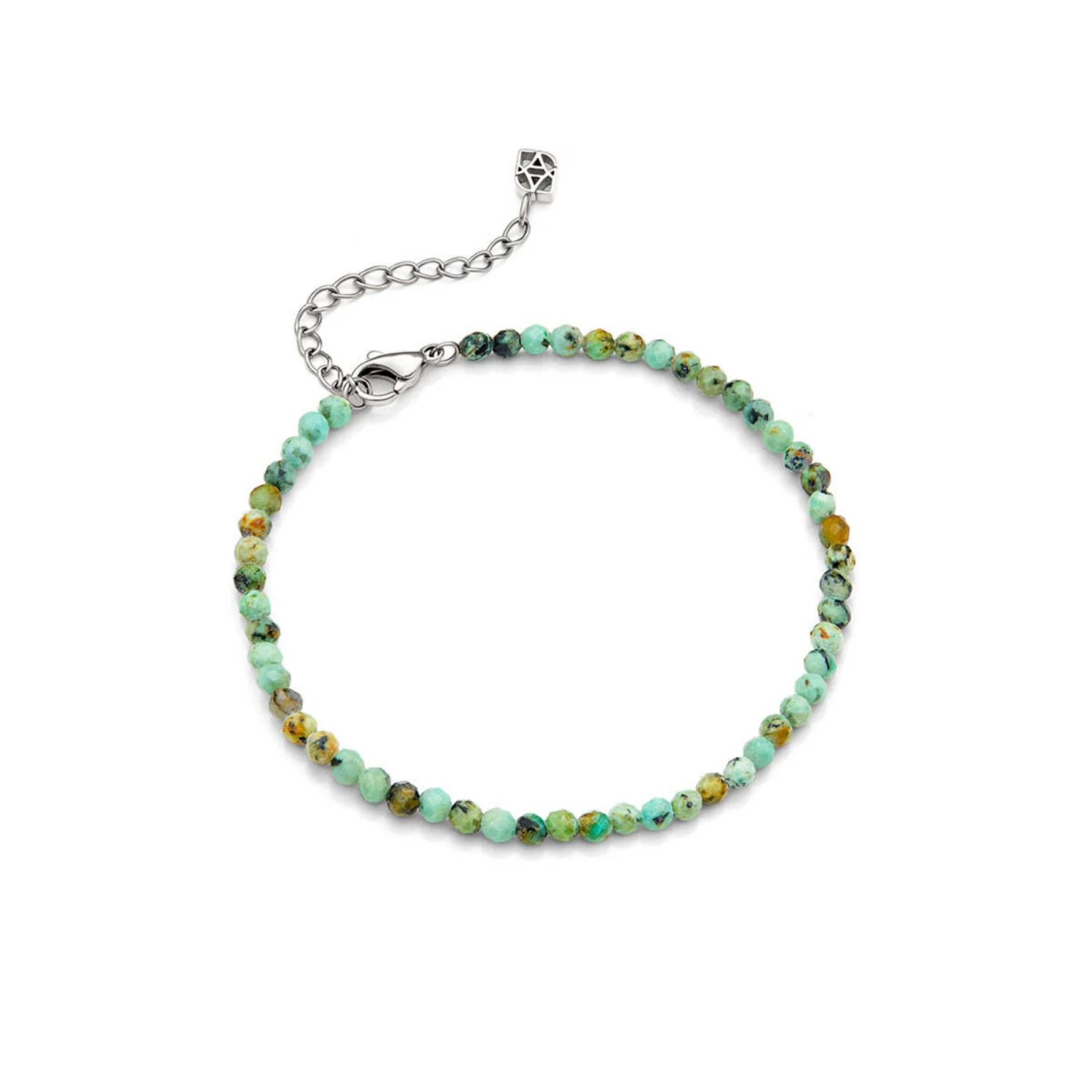 Layering Green Turquoise Beaded Bracelet (Silver) - Image 2